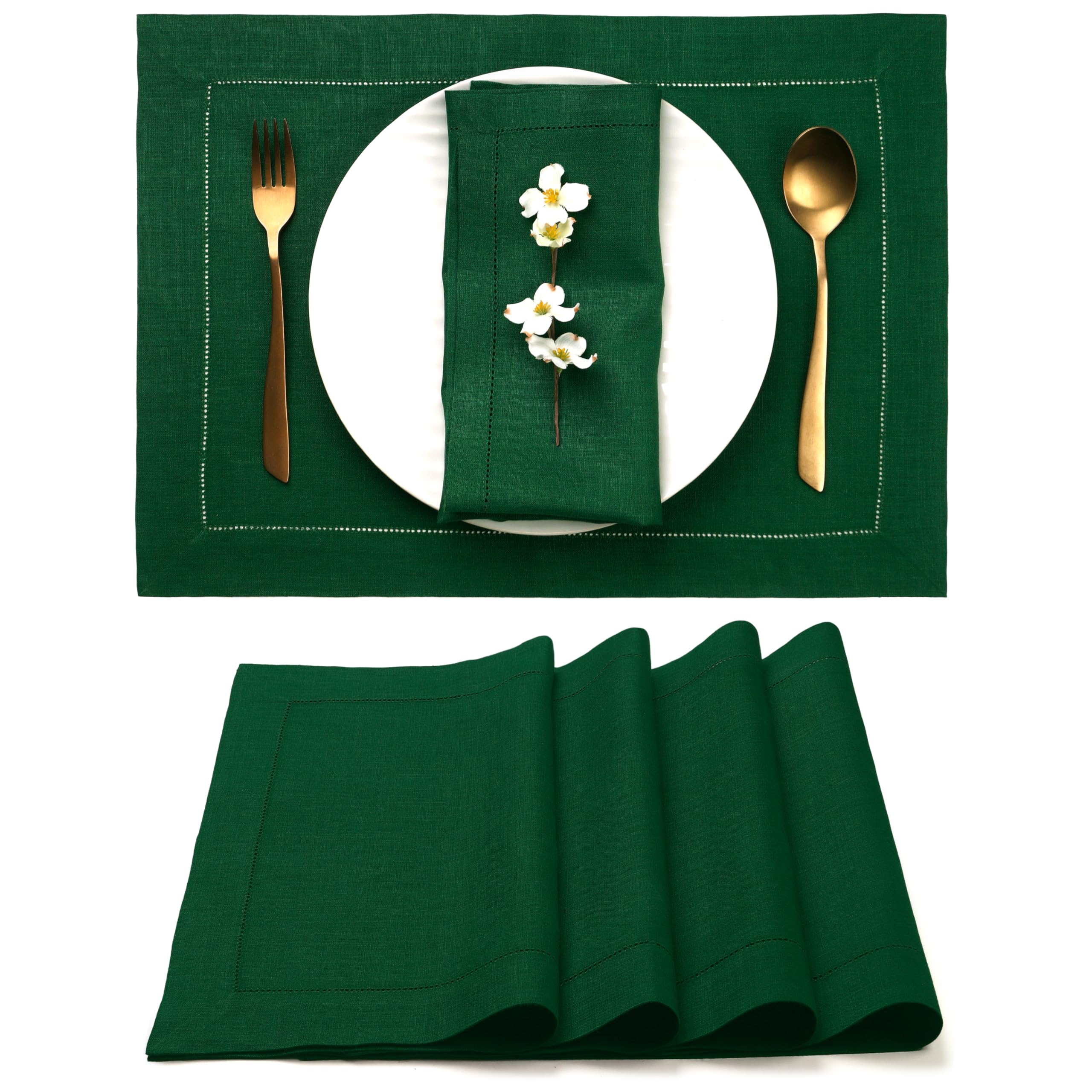 D'Moksha Homes 100% Pure Linen Placemats Set of 4 - 14