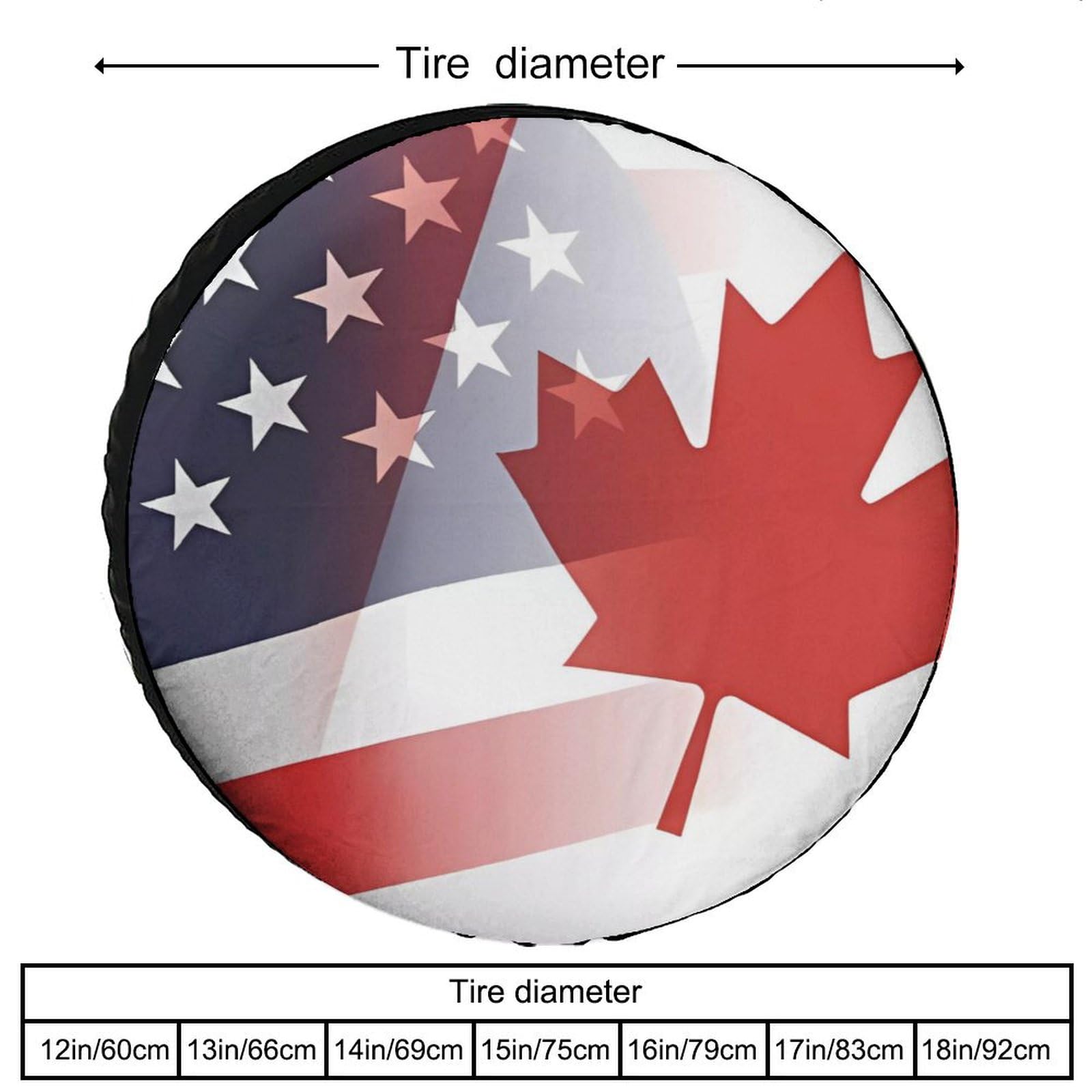 Funny Canada & USA Flag Spare Tire Cover - Universal Fit for 14-17 Inch Wheels | Waterproof Travel Accessory for Jeep, SUV, RV & Off-Road Adventures