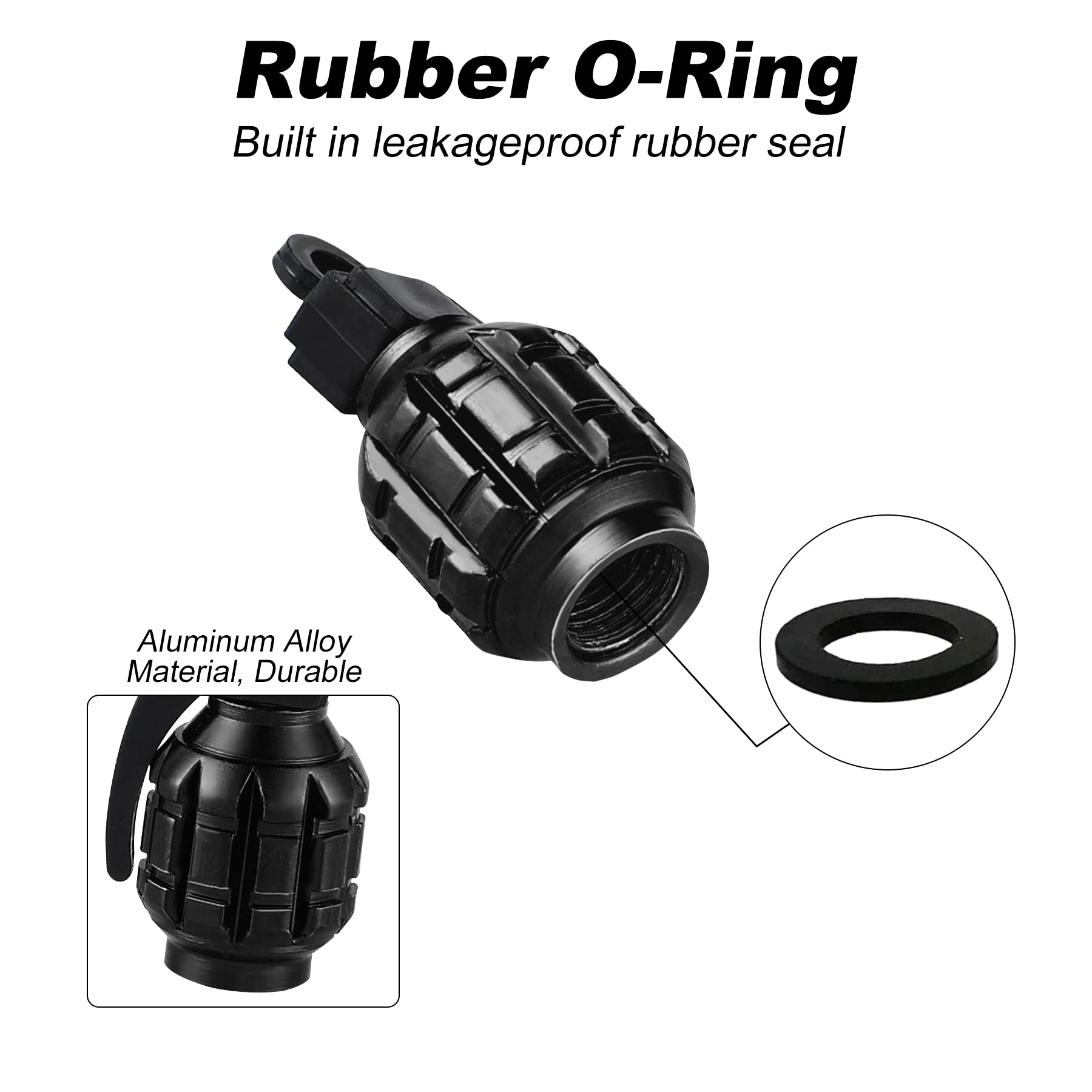 Alpmosn Aluminum Car Tire Valve Stem Caps (4PCS Black) - Waterproof & Dustproof Valve Stem Covers for SUV, Car, Bike, Motorcycle - Universal Fit Accessories for All-Season Protection & Style Enhancement