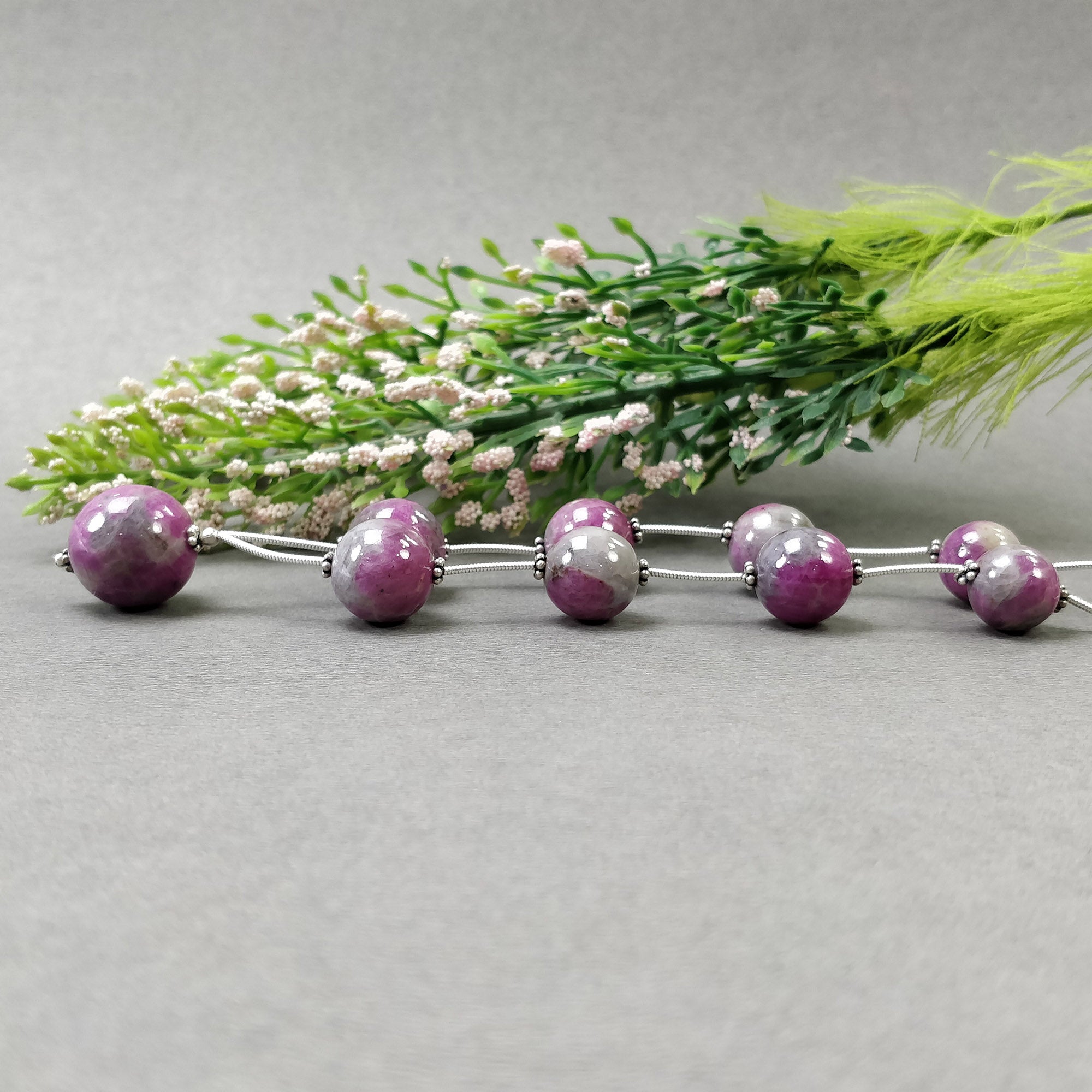 Natural Untreated Bi-Color Zoisite Ruby Loose Beads - 205.20cts Gemstone Balls (11.5mm-16.5mm) for Jewelry Making, DIY Crafts & Healing Crystal Collections