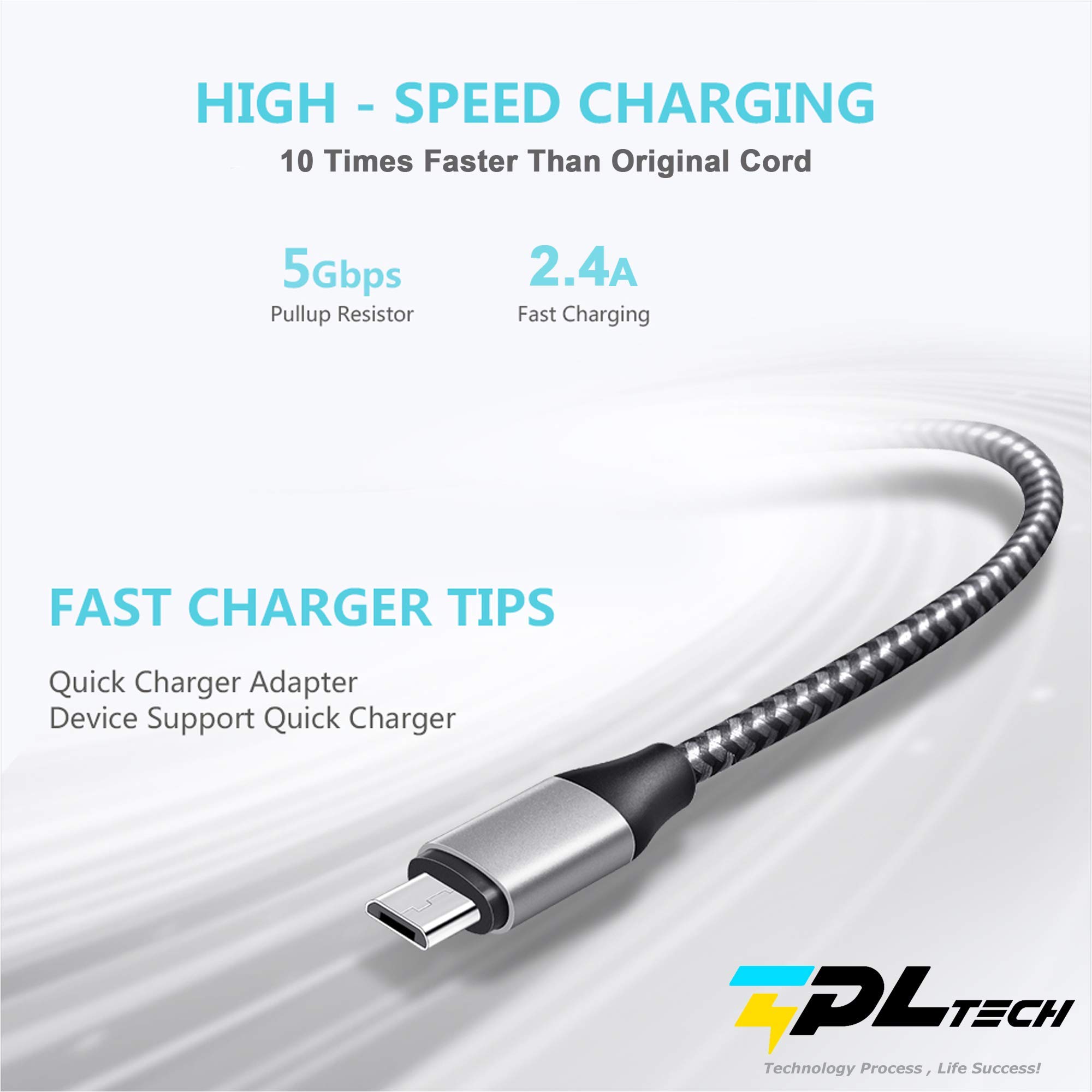 2-Pack 15Ft Micro USB 2.0 Fast Charging Cable - Nylon Braided Durable Charger for PS4 Controller, Xbox One S/X, Android Phones - High-Speed Data Sync & Power Delivery - Perfect for Gaming & Mobile Charging