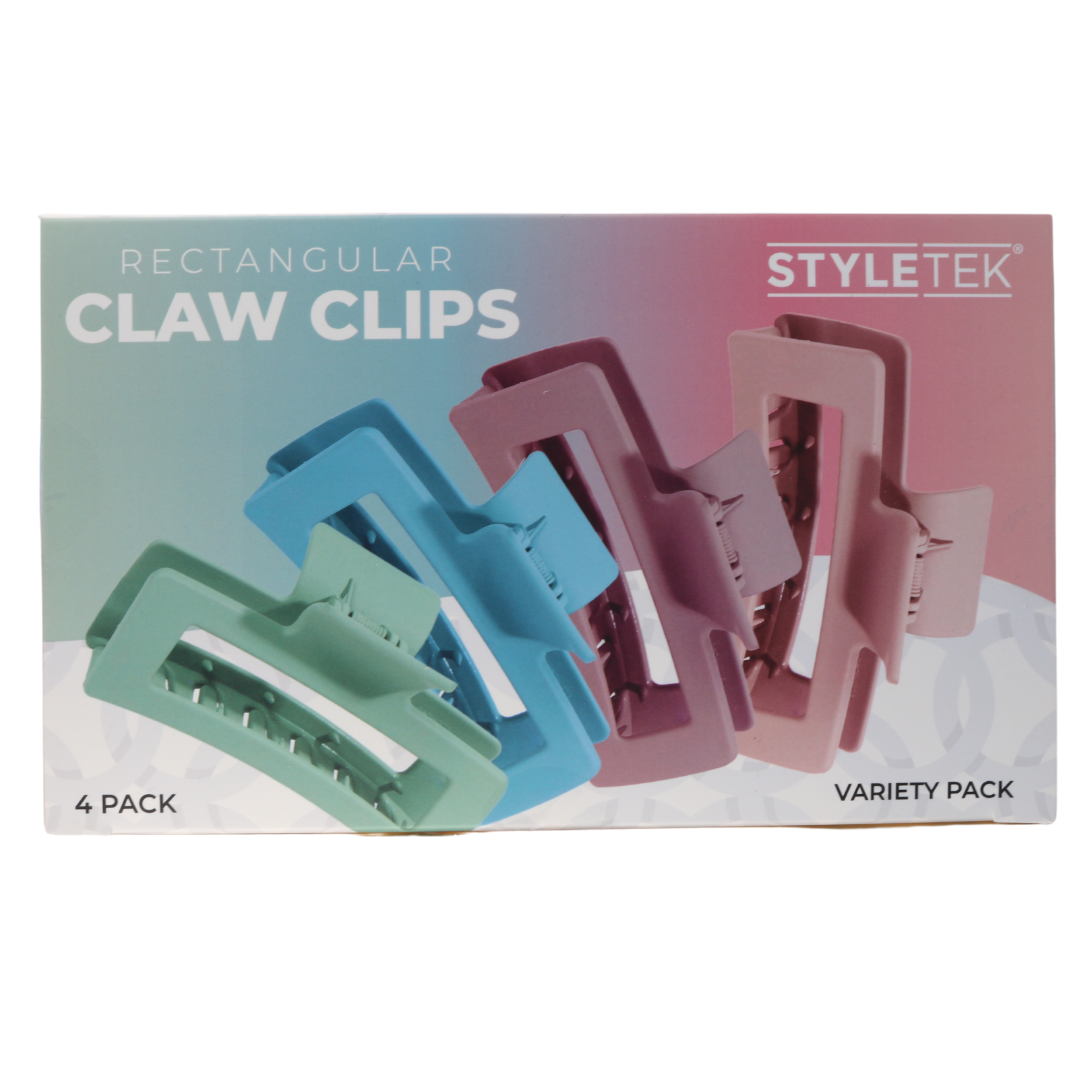 StyleTek XL Rectangular Claw Hair Clips - 4 Pack Set for Women, Strong Hold Hair Accessories for Thick Hair - Perfect for Ponytails, Buns & Everyday Hairstyles