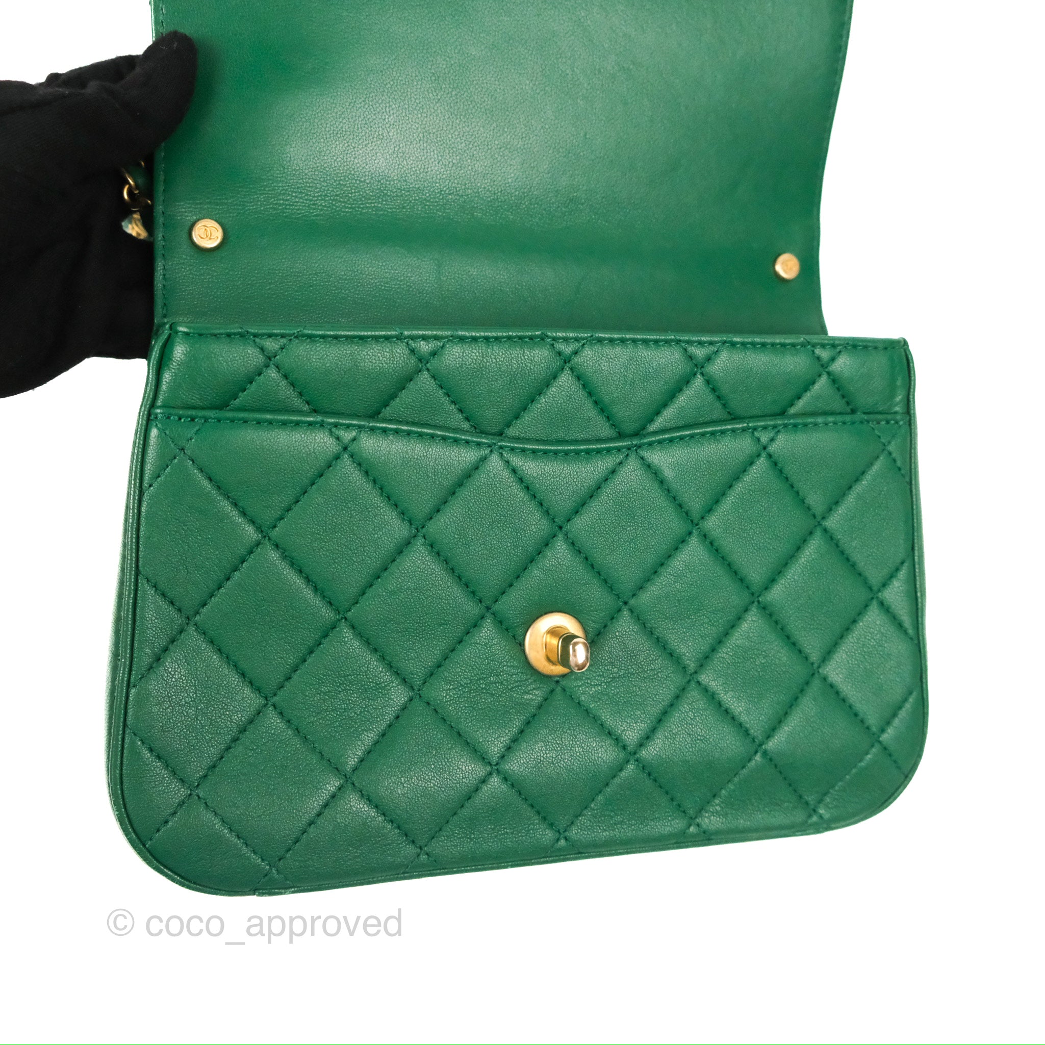 Chanel Chain Infinity Top Handle Bag - Green Lambskin Leather with Aged Gold Hardware - Luxury Crossbody Shoulder Bag for Women, Perfect for Parties, Weddings & Evening Events