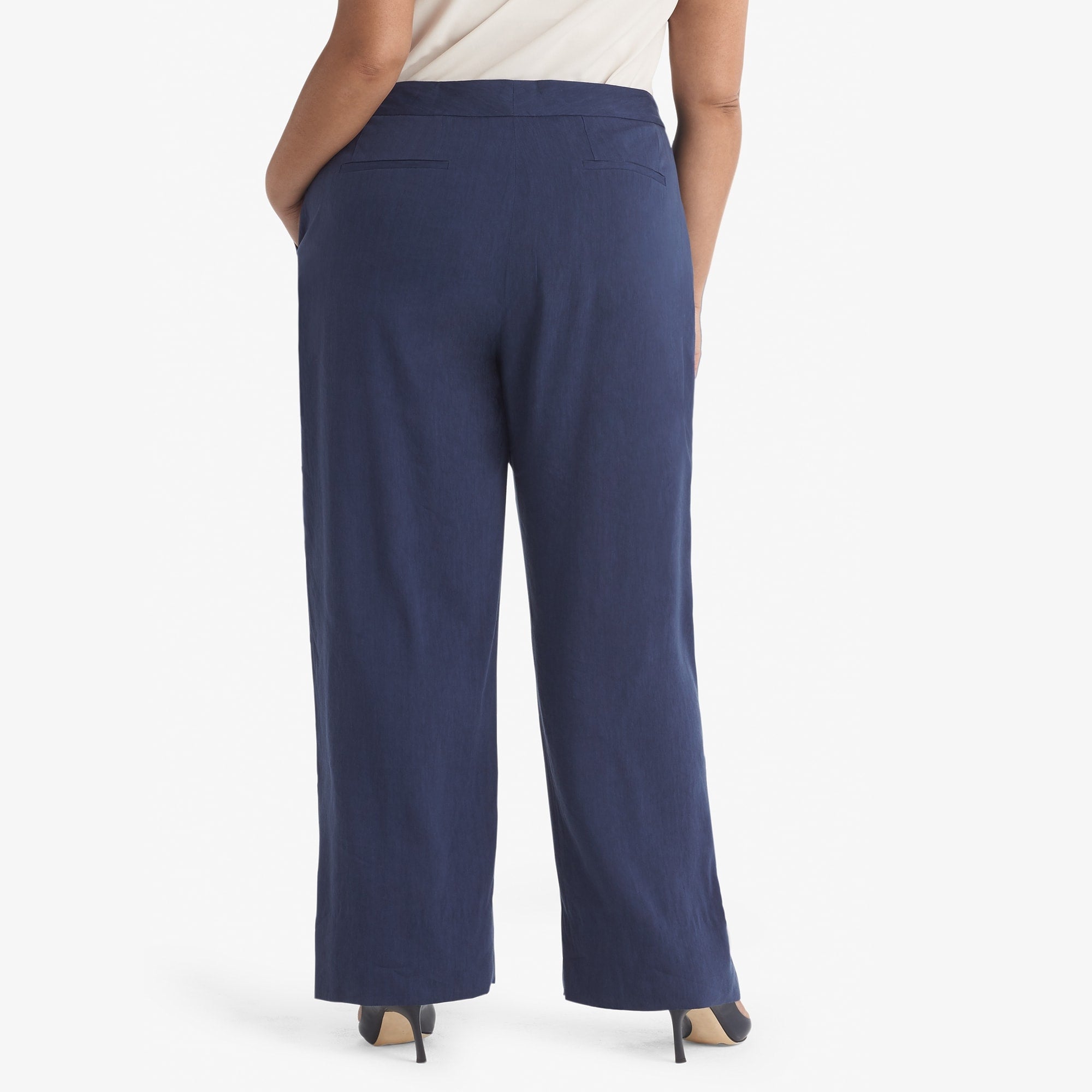 Tinsley Wide Leg Stretch Linen Pants for Women - Comfortable Blueberry Color - Perfect for Office Wear, Casual Outings & Summer Vacations