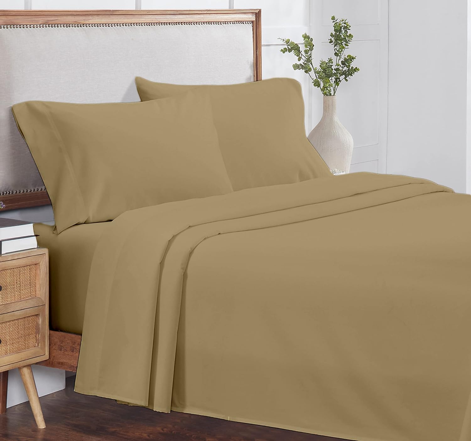 4-Piece Emperor Size Sheet Set - 100% Organic Cotton, 800 Thread Count, Soft & Breathable Luxury Bed Sheets with 8-12