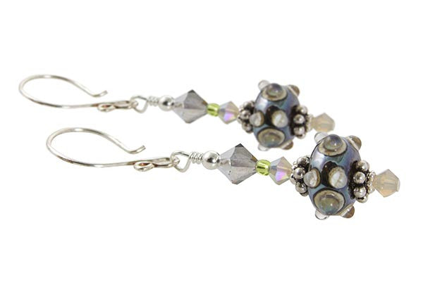 Handmade Sand Green Lampwork Glass Earrings - Bohemian Style Dangle Earrings for Women - Perfect for Parties, Weddings & Everyday Wear