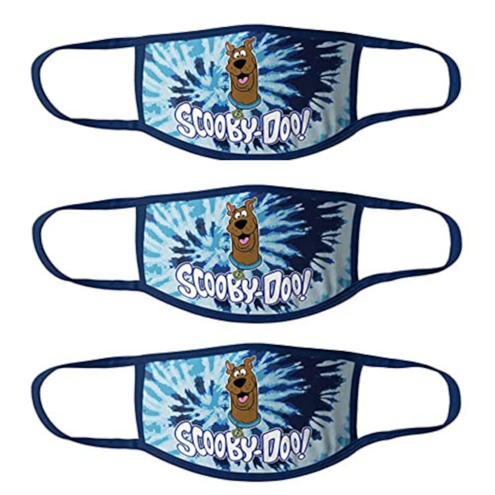 Scooby Doo Kids Face Masks - Pack of 3 Washable Cotton Tie Dye Reusable Cloth Masks for Boys & Girls - Perfect for School, Travel, and Daily Protection