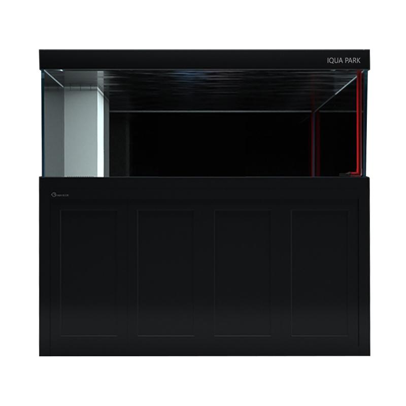 IAQUA 180 Gallon Crystal Clear Glass Aquarium Tank with Sump & Aluminum Cabinet - Premium Saltwater & Freshwater Fish Tank for Home, Office or Commercial Use
