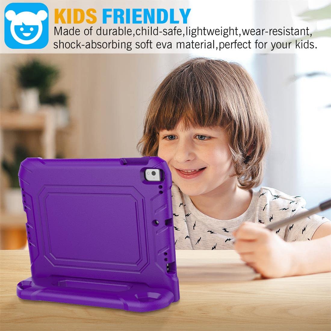 SUPLIK Shockproof Kids Case for iPad 5th/6th Gen (9.7 inch 2017/2018), iPad Air 1/2 & Pro 9.7 - Durable Protective Cover with Handle Stand & Screen Protector - Purple | Perfect for School, Travel & Home Learning