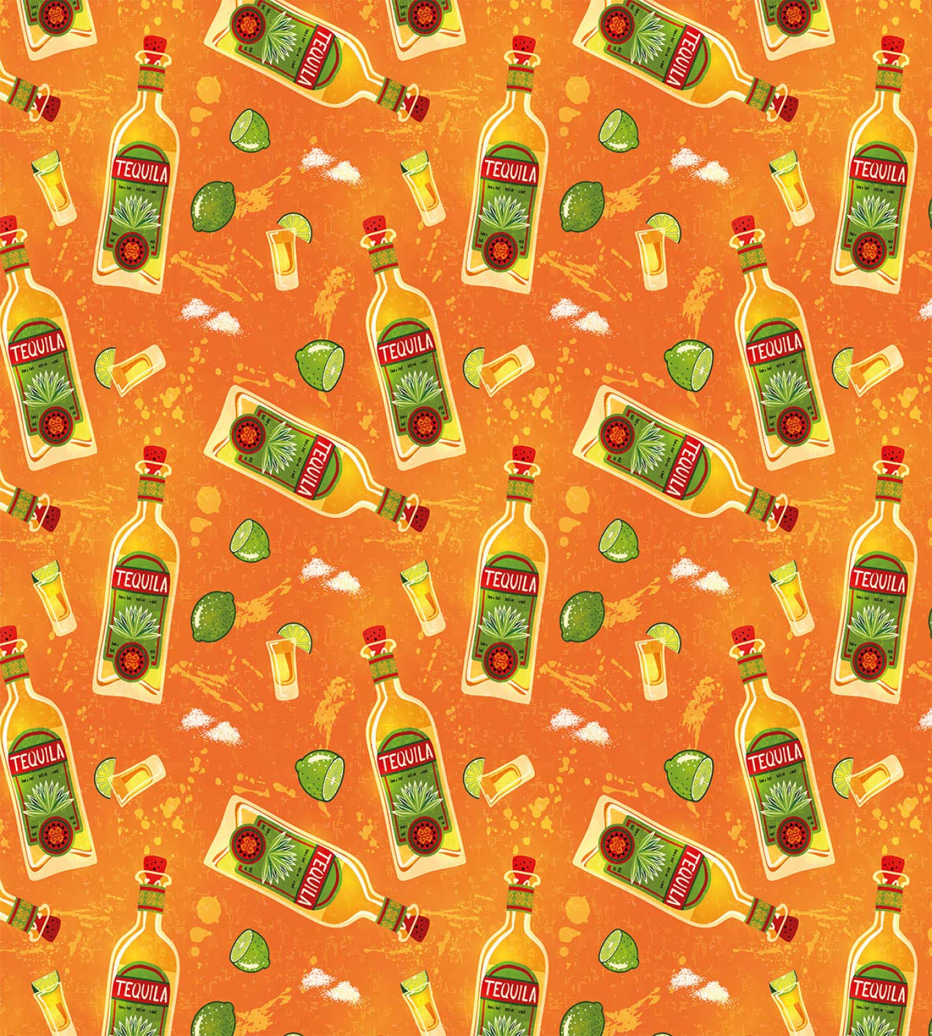 Ambesonne Tequila Duvet Cover Set - King Size 3-Piece Bedding with 2 Pillow Shams | Vibrant Orange & Olive Green Alcohol Bottle & Lime Pattern | Perfect for Themed Parties, Bachelor Pads & Bar Decor