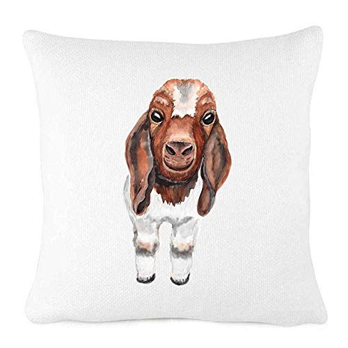 Farmhouse Throw Pillow Cover with Goat Design - 18x18 Inch Soft Decorative Pillow Case for Couch, Bed, Sofa - Farm Animal Themed Home Decor in White - Perfect for Living Room, Nursery or Rustic Interior Design