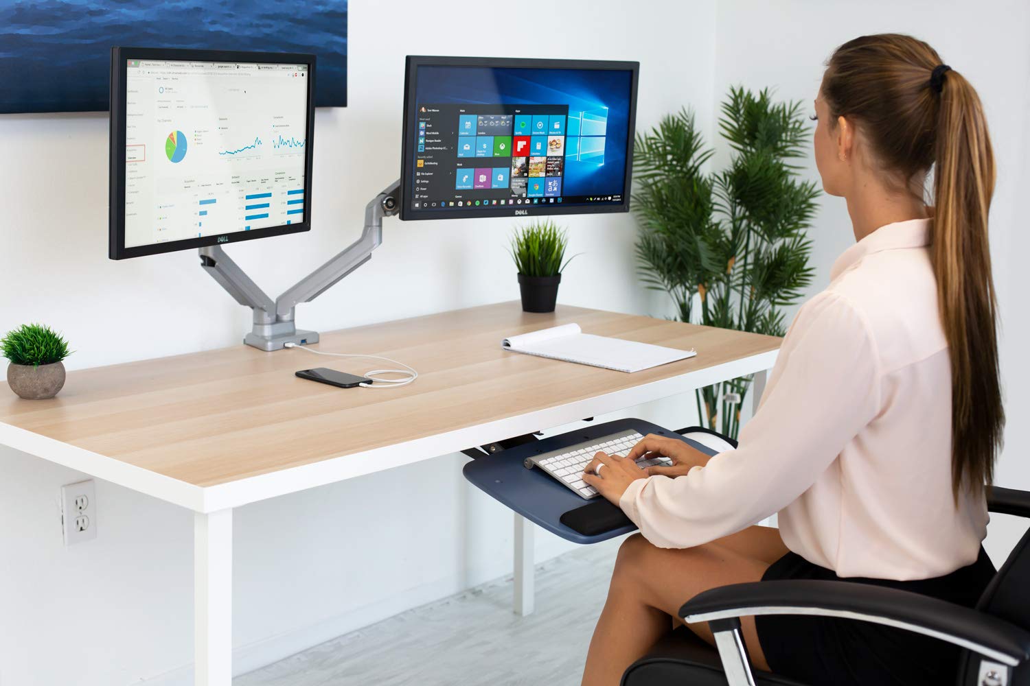 Mount-It! Adjustable Under Desk Keyboard Tray with Ergonomic Wrist Rest - 17.25