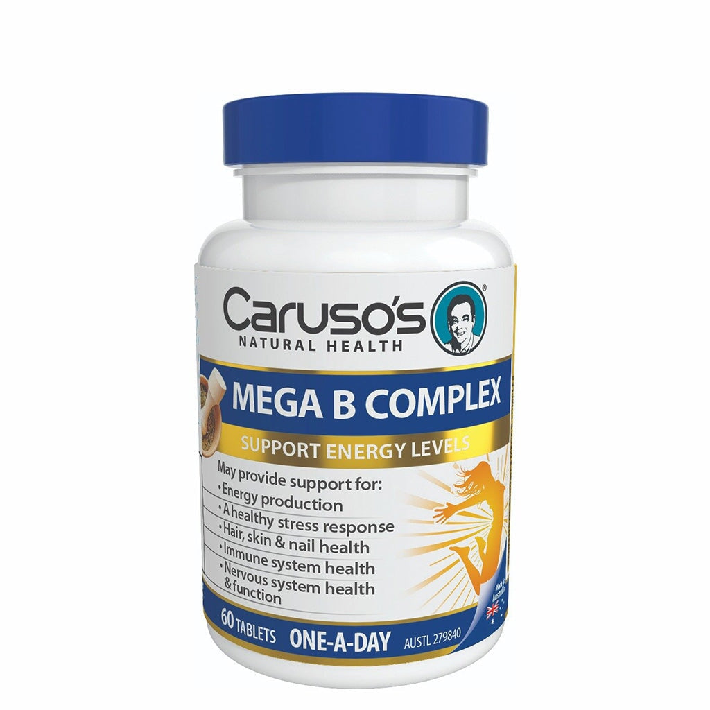 Caruso's Mega B Complex Supplement - High Potency Vitamin B Complex for Energy, Metabolism & Stress Relief - Supports Immune Health & Brain Function - Ideal for Daily Wellness & Active Lifestyles