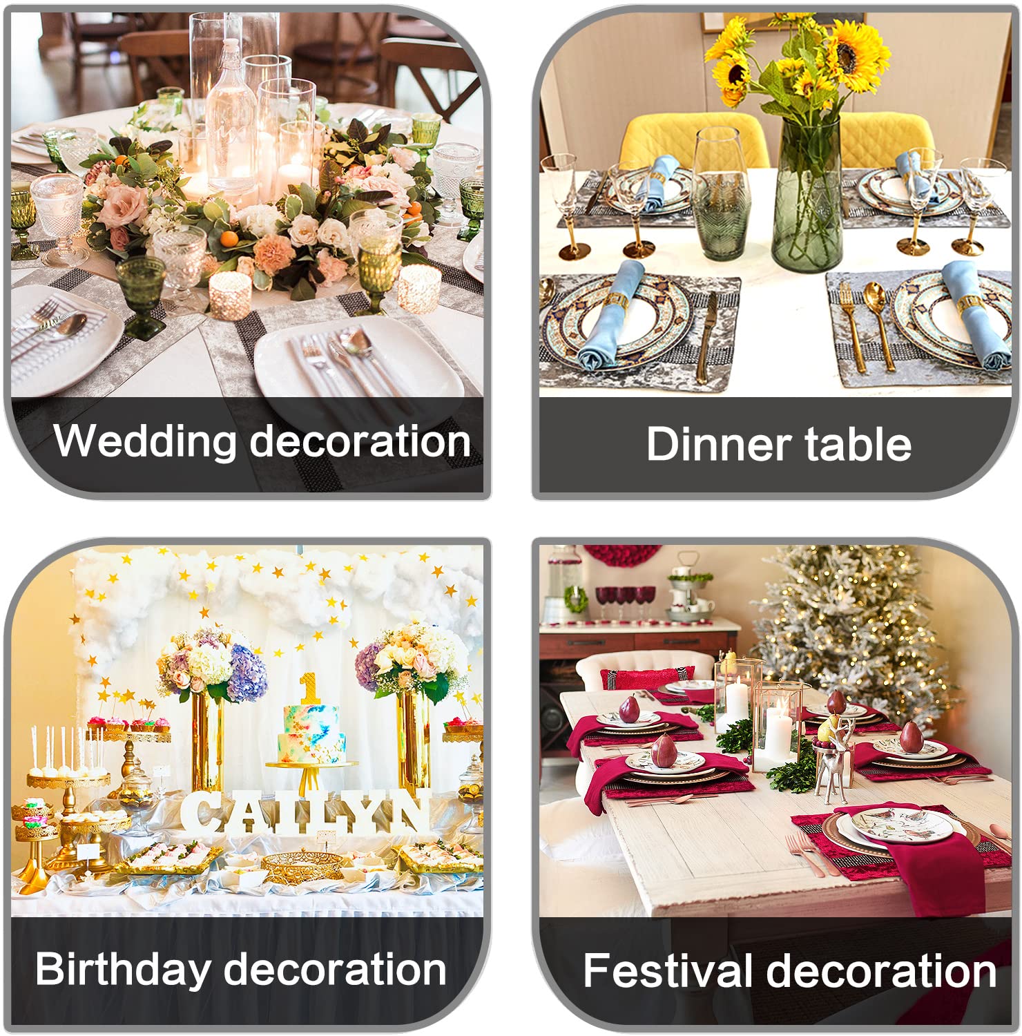 Jiino 4-Pack Brown Placemats Set - Waterproof & Heat-Resistant Table Mats for Dining, Kitchen, Restaurant - Perfect for Indoor & Outdoor Use, Parties, Picnics, and Daily Meals
