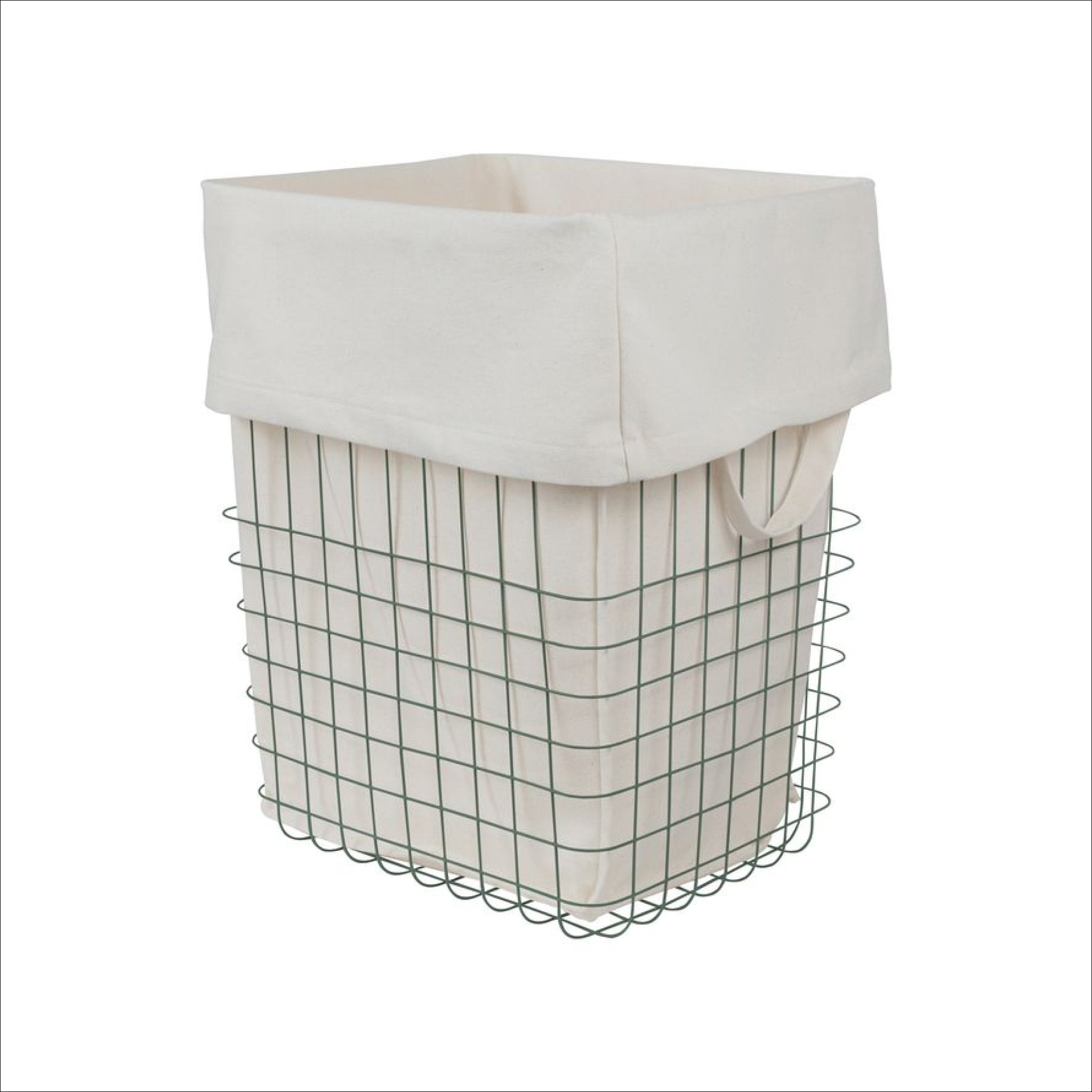 METTE DITMER Large Laundry Basket with Canvas Bag - 50cm Height, Thyme Green | Perfect for Bedroom, Bathroom & Laundry Room Organization