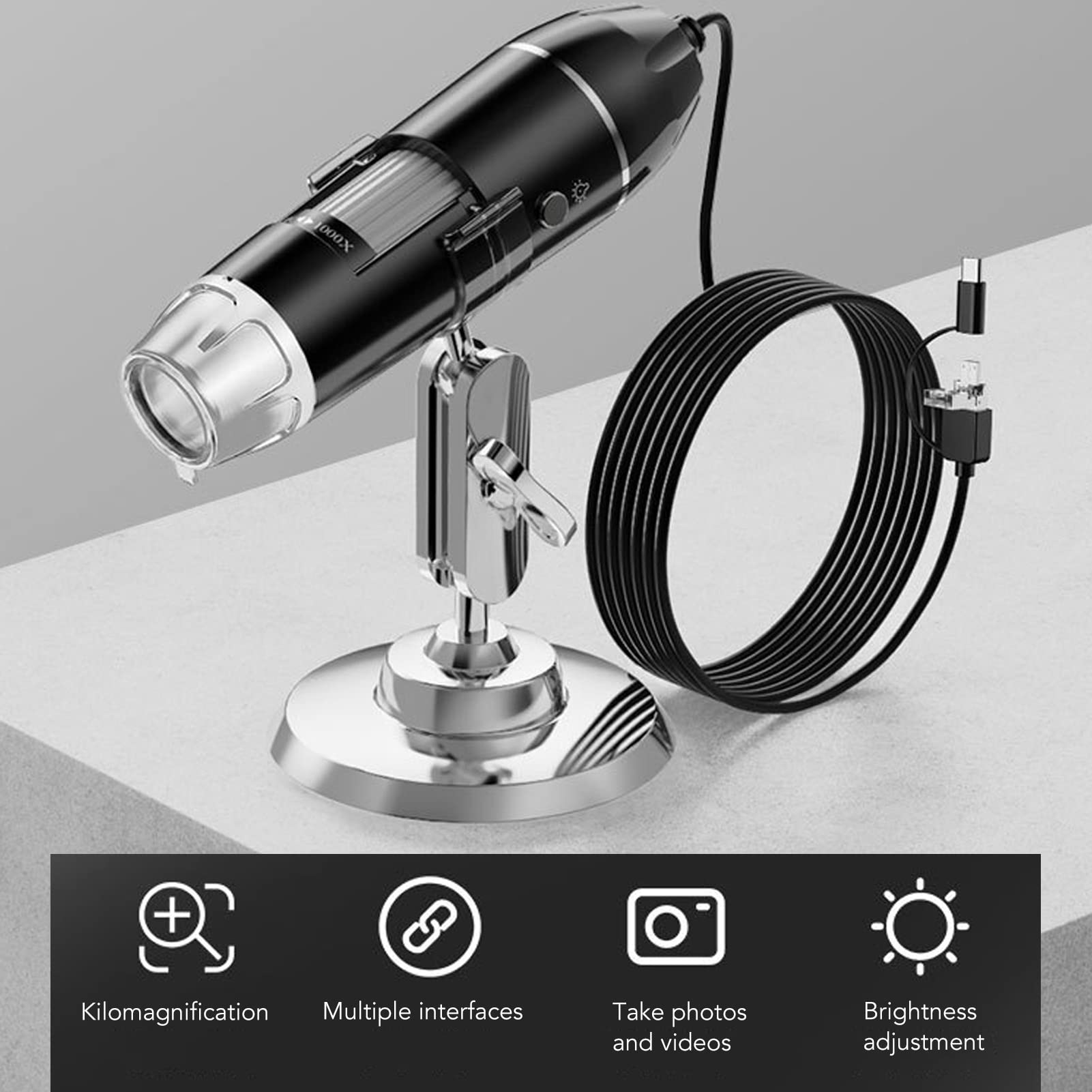 50X-1600X USB Digital Microscope with HD Camera - Portable Handheld Magnifier for Electronics Repair, Coin Collecting & Science Education | Indoor & Outdoor Use