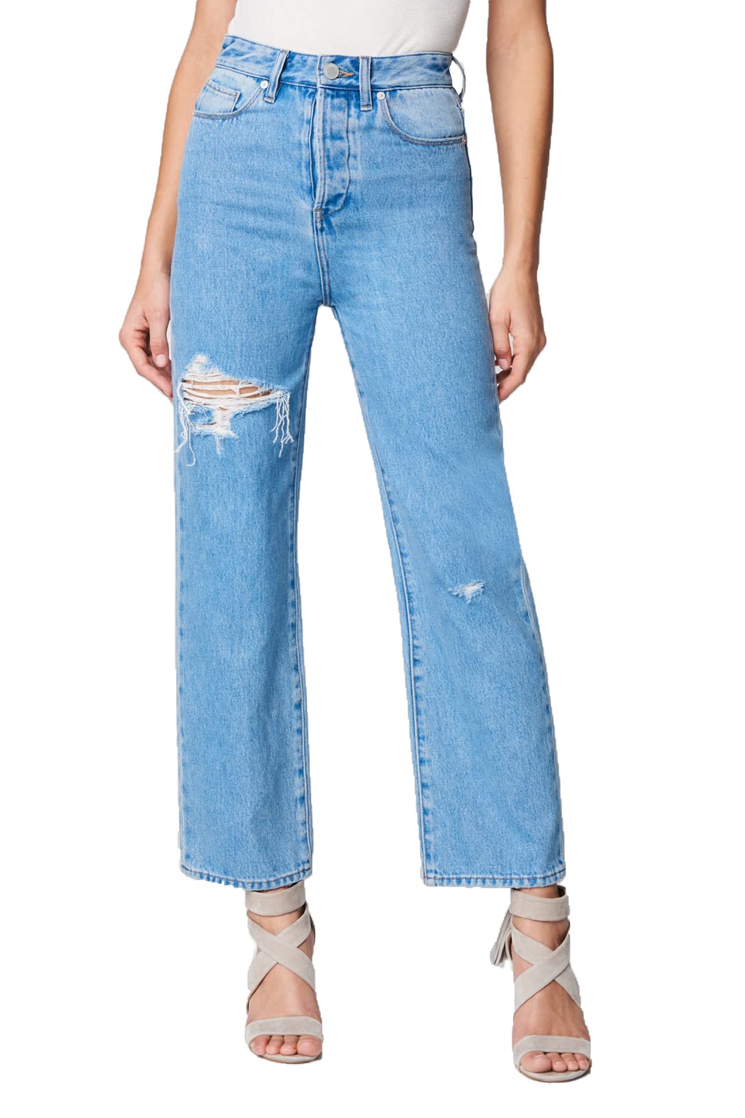 BLANKNYC Women's Ribcage Straight Leg Ripped Jeans - 5 Pocket High Waist Comfortable Denim Pants | Designer Clothing for Casual Wear, Outfits & Everyday Style