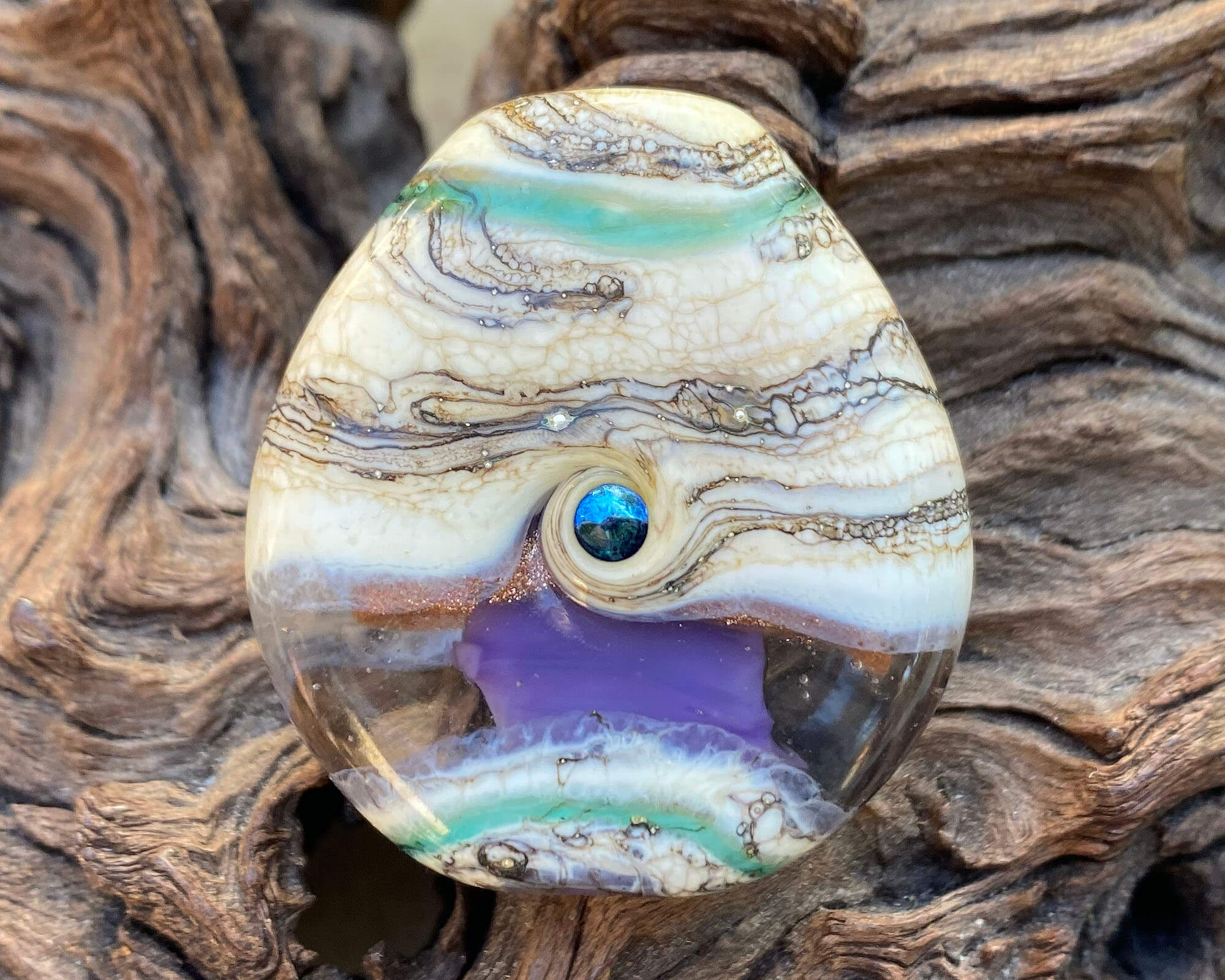 Purple Organic Lampwork Focal Bead SRA - Handmade Glass Bead for Jewelry Making, DIY Crafts, Necklace & Bracelet Designs - Perfect for Beaders and Artisan Creations