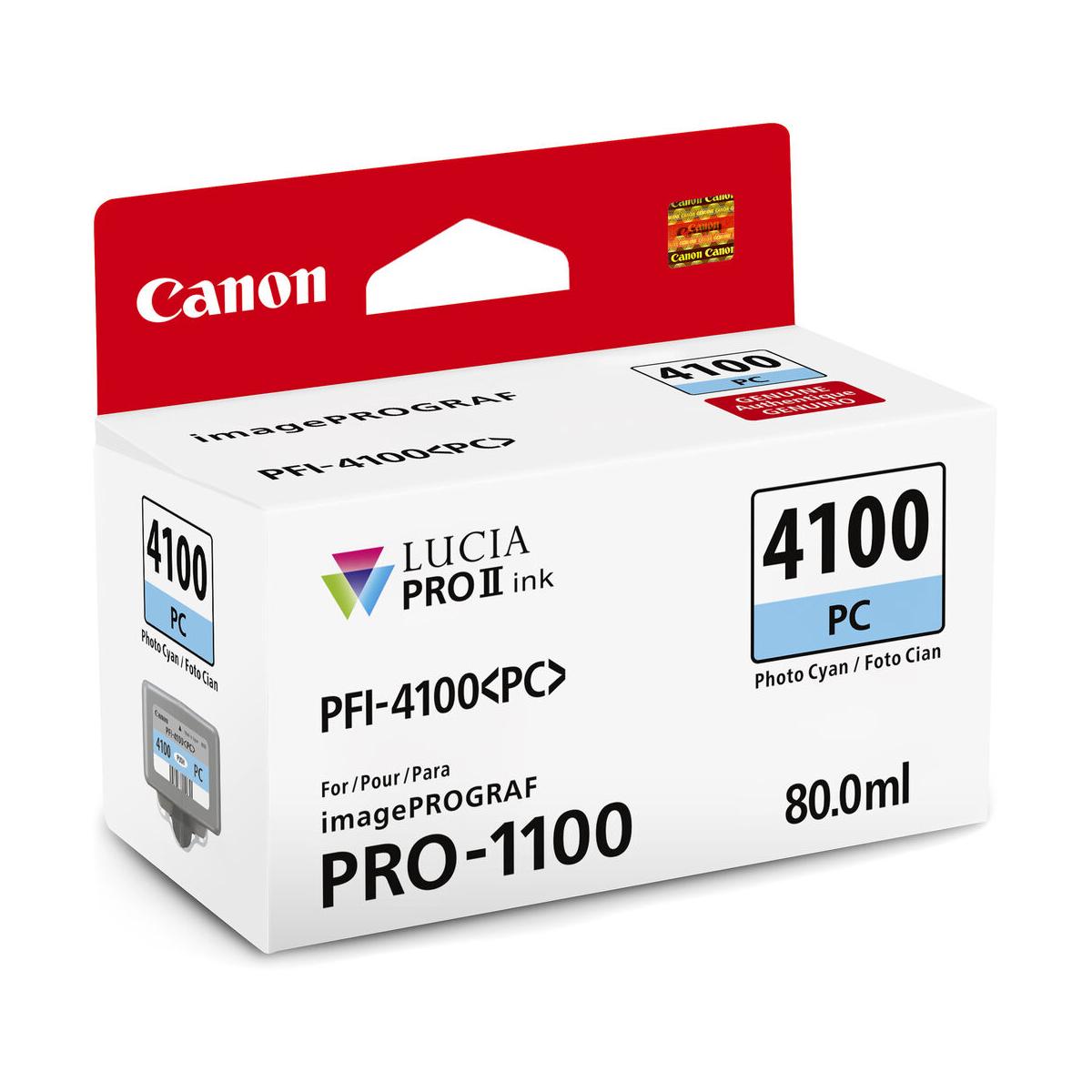Canon PFI 4100 Photo Cyan Pigment Ink Tank 80mL for PRO-100 PRO-1100 Printers | High-Quality Photo Printing | Perfect for Professional Photography & Art Prints