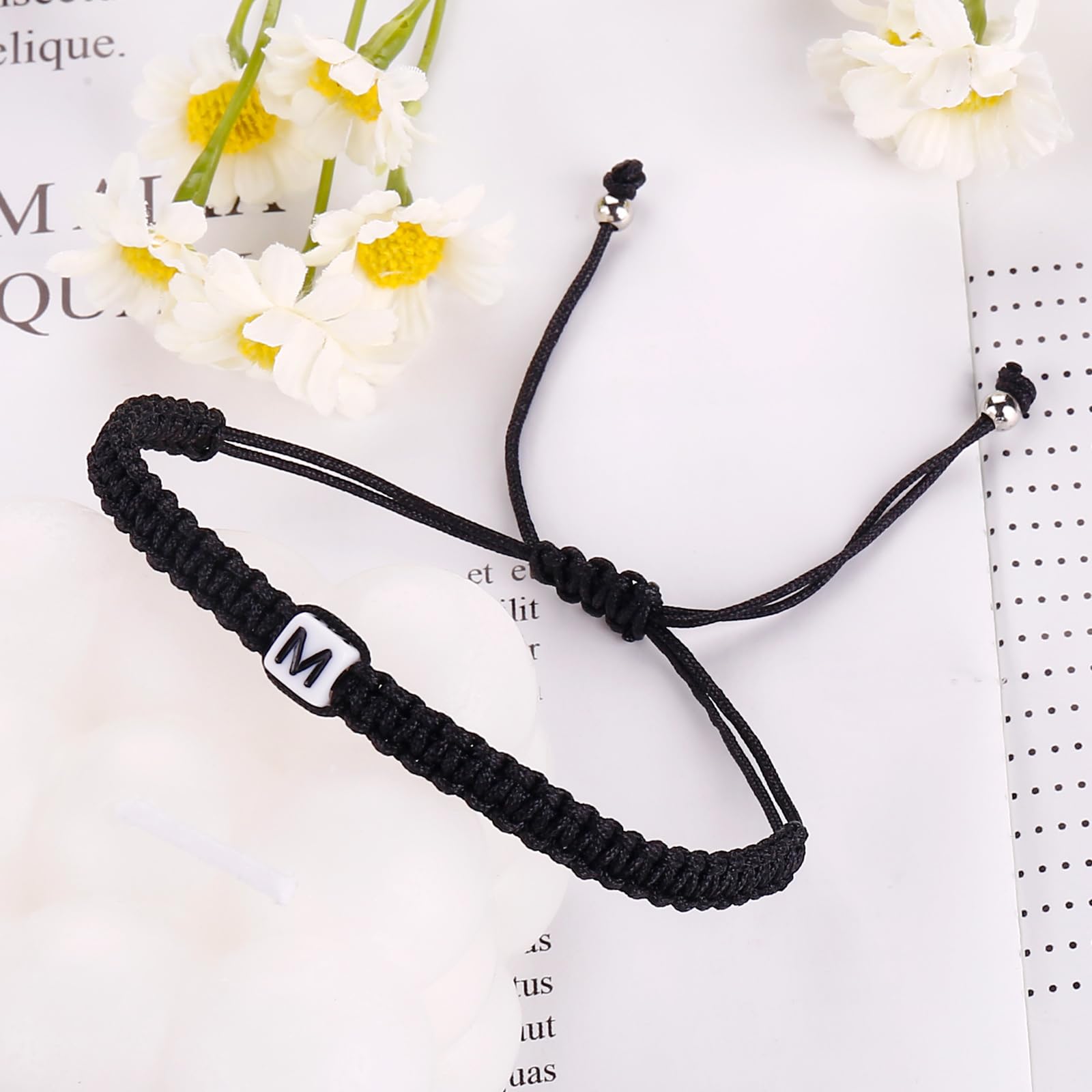 Personalized Initial Bracelets for Couples - Handmade Adjustable Rope Braided Letter Bracelet for Women, Men, Teens - Romantic Anniversary, Christmas Gifts for Him & Her - Perfect for Date Nights, Valentine's Day & Couple Matching Jewelry
