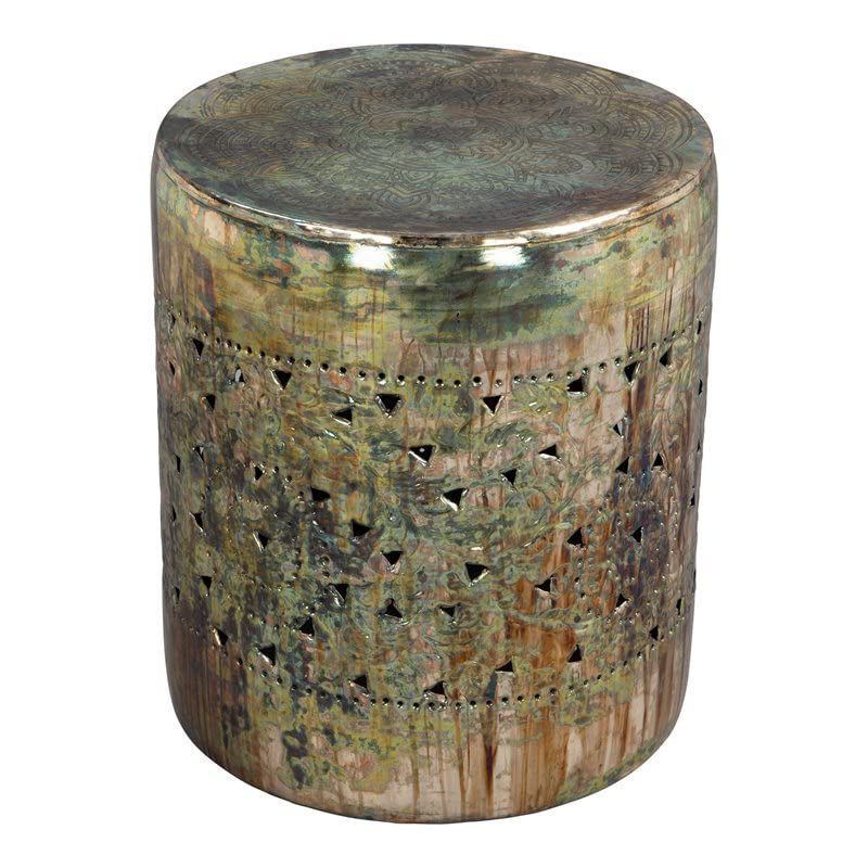 Modern Iron Metal Side Table in Antique Silver Finish - Elegant Living Room & Bedroom Accent Table for Home Decor
