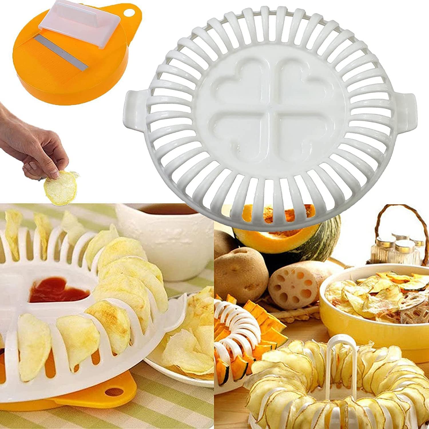 Healthy Microwave Potato Chip Maker Set - Homemade Potato & Vegetable Crisps Tray for Quick Snacks - Perfect for Keto, Vegan & Gluten-Free Diets - Great for Parties, Movie Nights & Healthy Snacking
