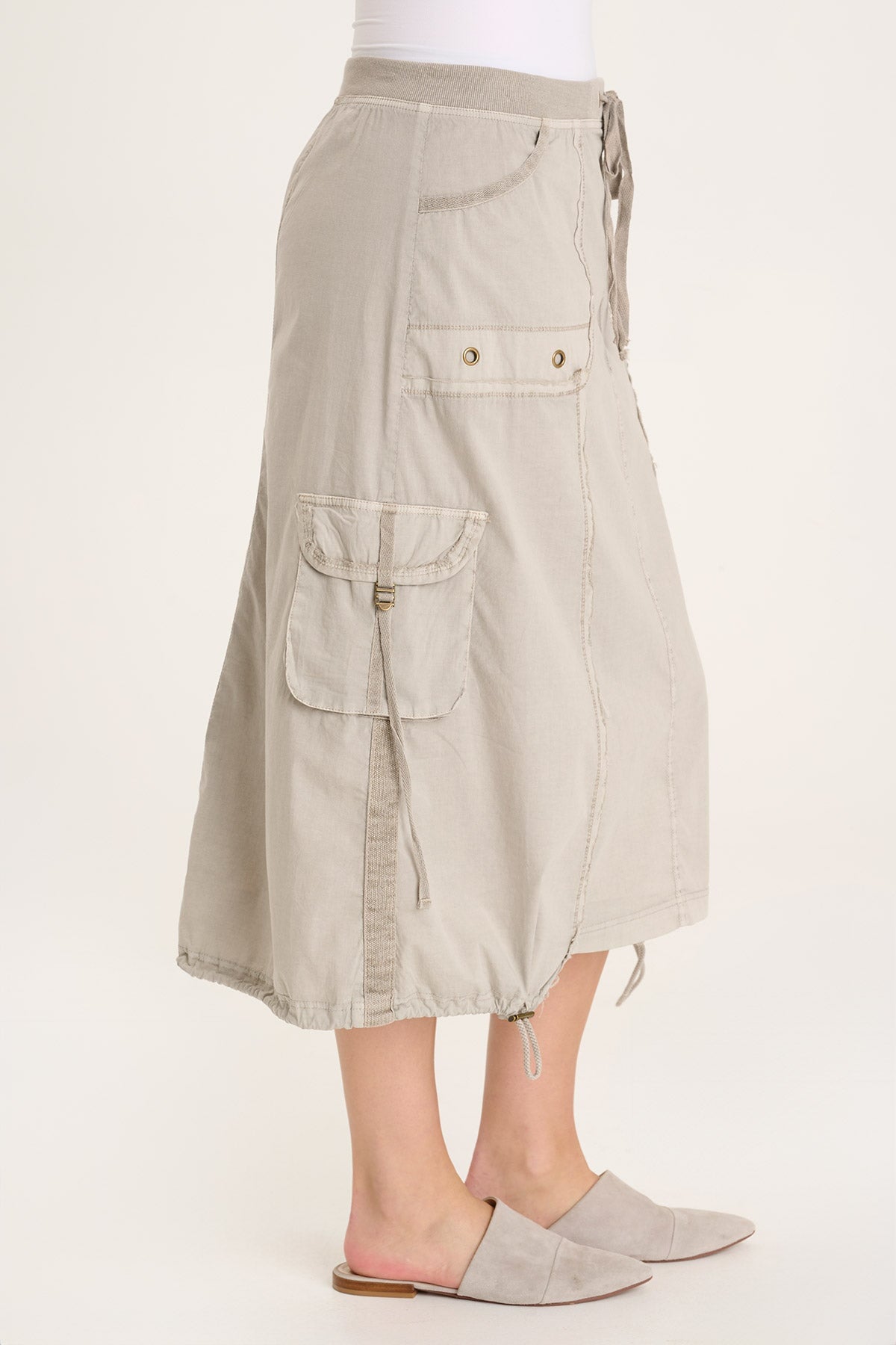 Castalina Women's Poplin Cargo Midi Skirt - Casual Summer Skirt with Pockets | Perfect for Outdoor Adventures, Travel & Everyday Wear
