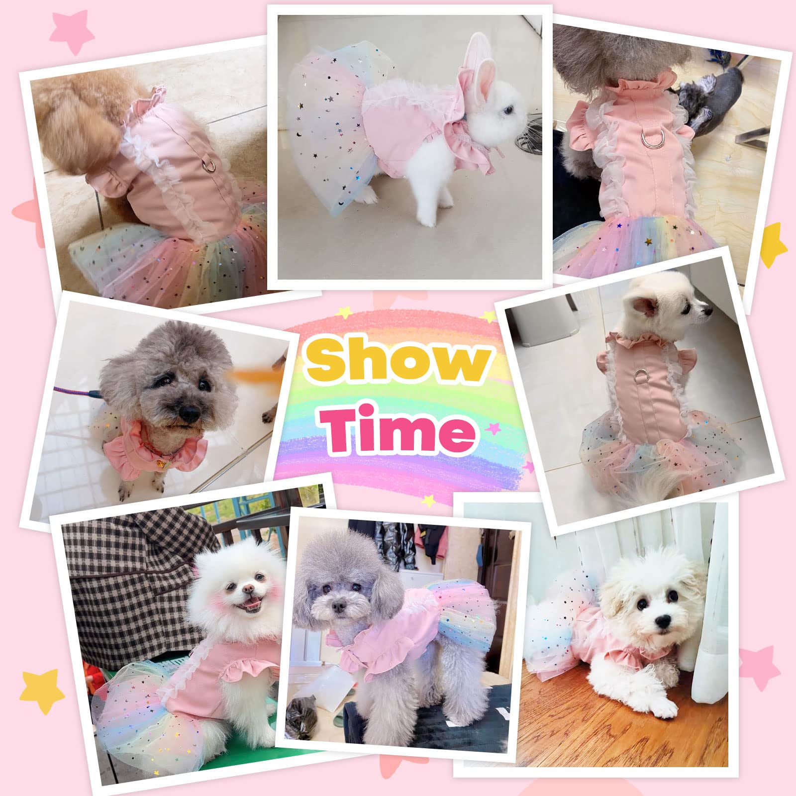 **Pink Rainbow Tutu Dog Dress for Small Dogs - Cute Princess Summer Puppy Outfit for Shih Tzu, Chihuahua & Cats - X-Large | Perfect for Parties, Photo Shoots & Special Occasions**
