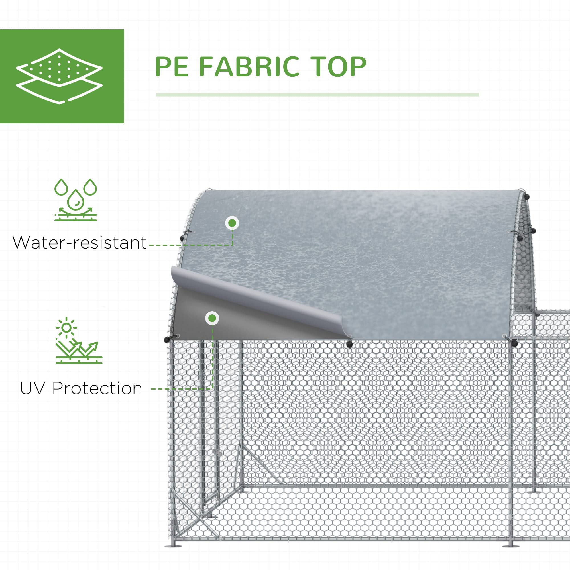 PawHut Large Metal Chicken Coop with Waterproof Anti-UV Cover - 9.2' x 18.7' x 6.4' Walk-in Dome Cage for Hens, Outdoor Yard & Farm Use - Durable 1