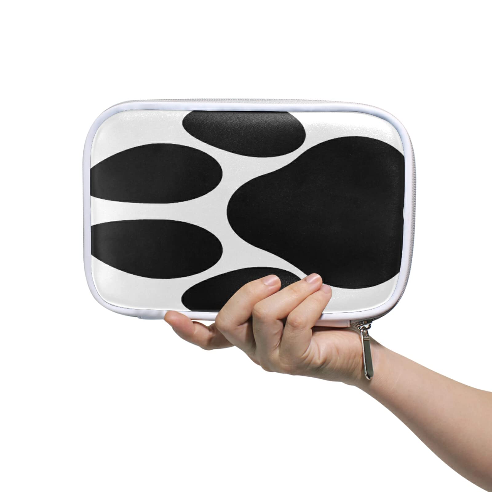 Black Cute Dog Paw Print Pencil Case - Zippered Pen Pouch & Cosmetic Brush Organizer for School, Office & Travel | Perfect for Kids, Teens & Adults | Multi-Purpose Stationery Holder & Passport Wallet