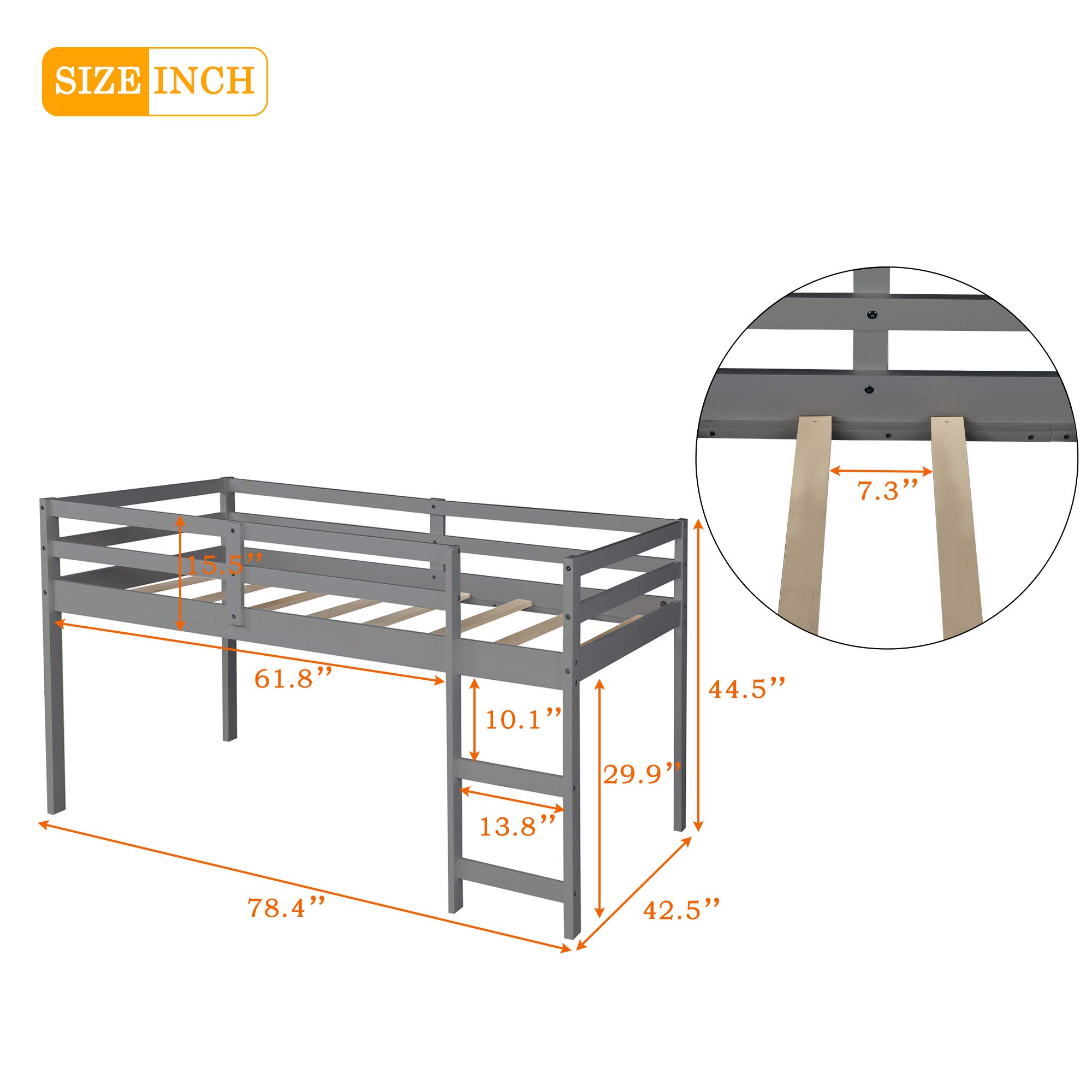 Harper & Bright Designs Twin Loft Bed with Desk & Storage - Space-Saving Study Loft Bed for Kids & Teens - Includes Cabinet & Rolling Portable Desk - Perfect for Small Bedrooms, Dorms & Apartments (Twin Size, Gray)