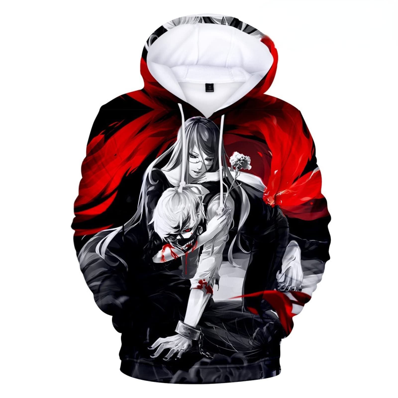 Unisex Tokyo Ghoul Anime Manga Hoodie - Kaneki Ken Long Sleeve Hip Hop Pullover Hooded Sweatshirt for Cosplay & Streetwear Fashion
