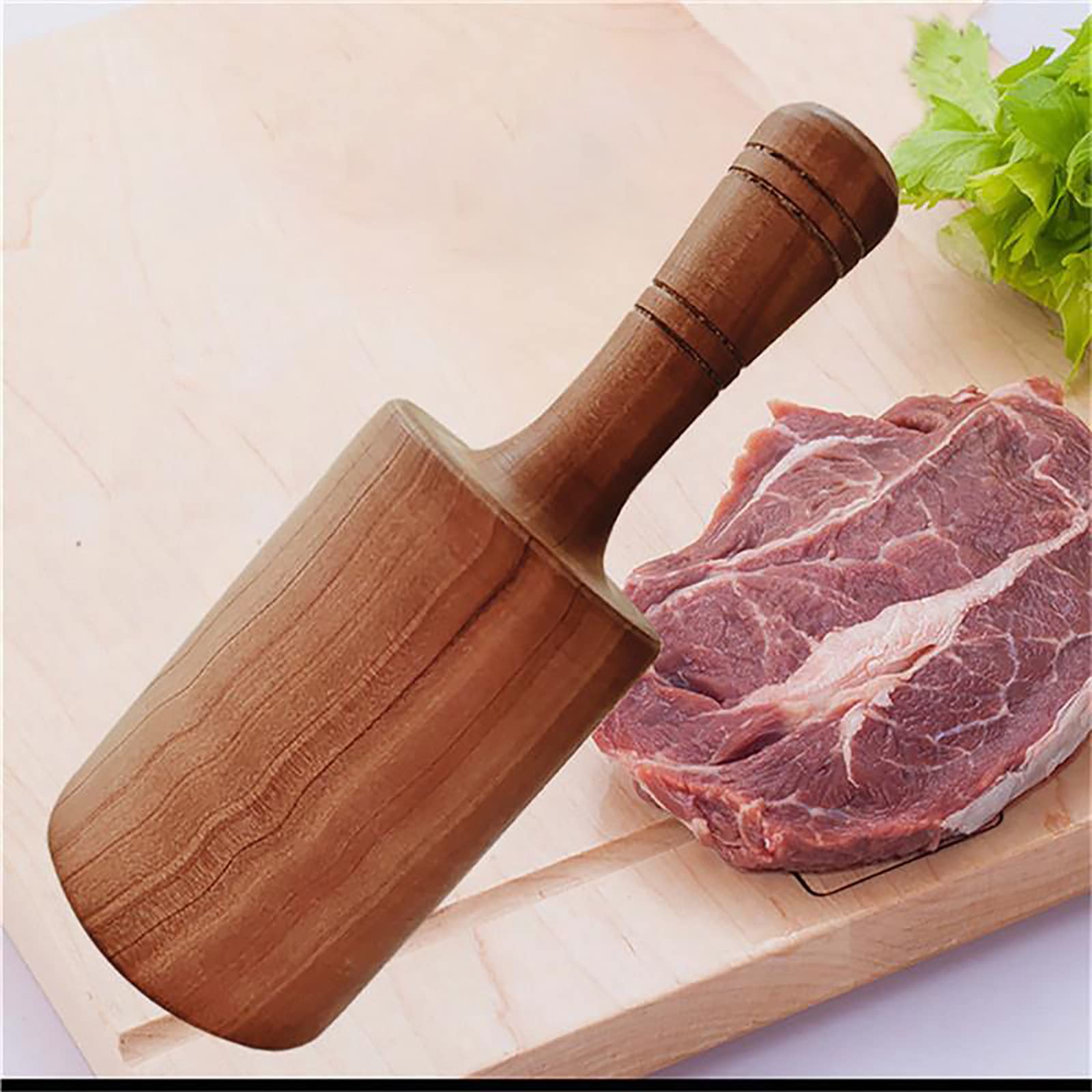 Premium Wooden Meat Tenderizer Mallet - Heavy Duty Crab & Steak Pounder for Chicken, Beef - Ergonomic Wood Handle Kitchen Hammer - Easy to Use & Lightweight Cooking Tool for Grilling, BBQ, and Home Chefs (Large Size)