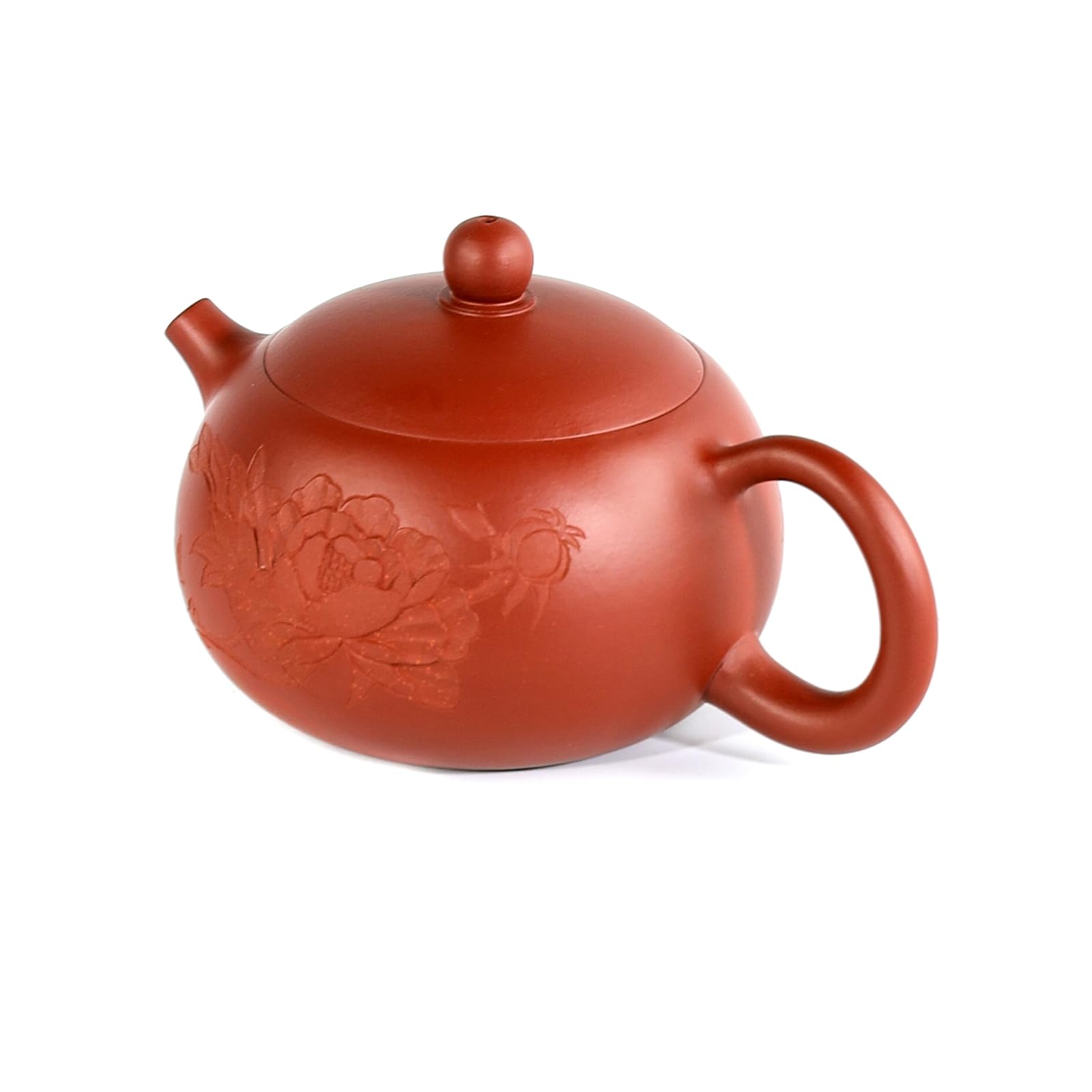 Premium Yixing Zisha Clay Teapot Set - 11oz Chinese Purple Clay Teapot with 2 Matching Cups, Handcrafted Traditional Gongfu Tea Maker for Oolong/Pu-erh Tea, Perfect Gift for Tea Lovers - Peony Design (Home/Office Use)