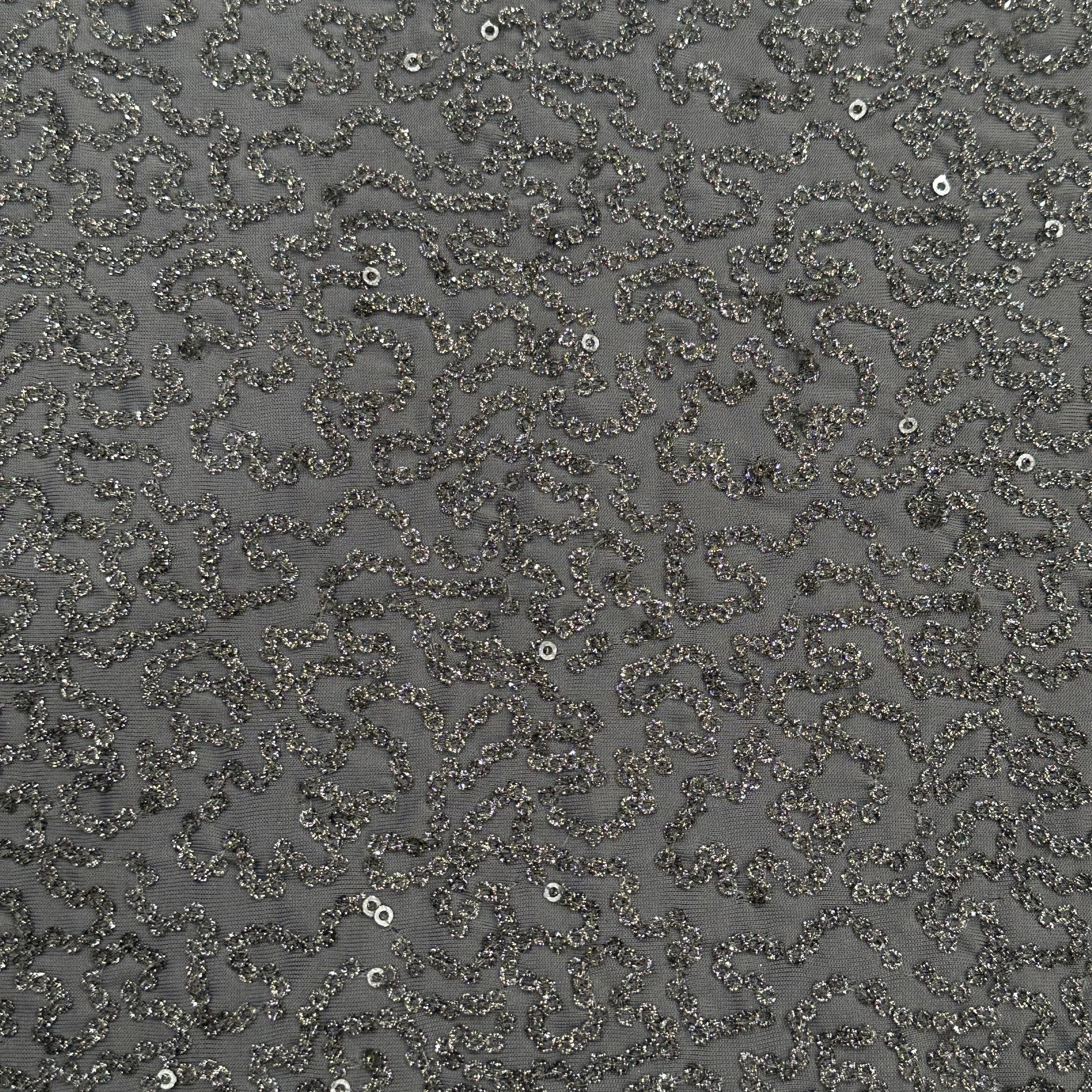 Broadway Charcoal Glitter Sequin Fabric - Premium Sparkly Material for Costumes, Dancewear & DIY Crafts | Perfect for Evening Gowns, Party Dresses & Stage Performances