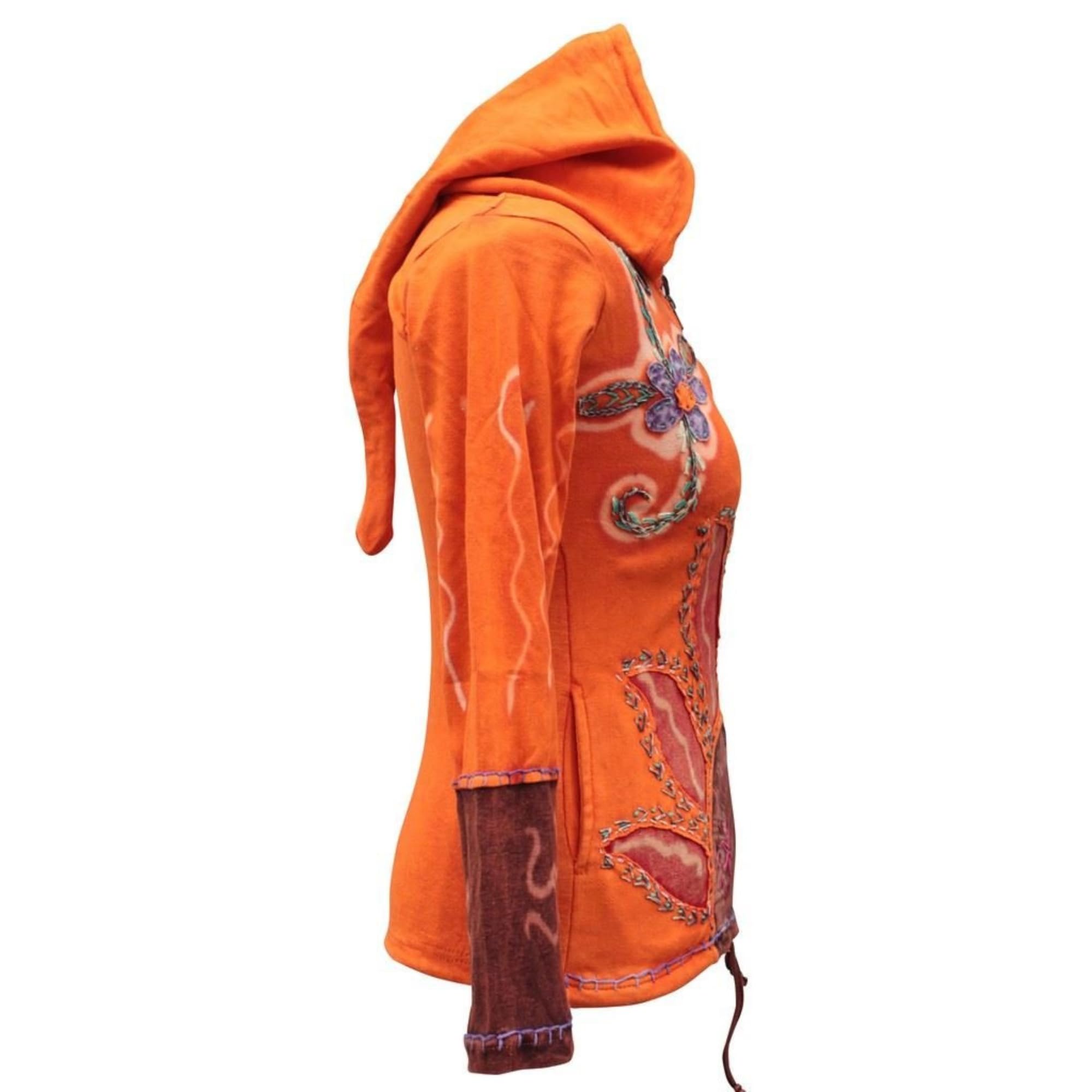 Trendy Women's Floral Hippie Goth Zip-Up Hooded Jacket for Winter | Shopoholic Fashion | Perfect for Outdoor Adventures, Music Festivals & Casual Wear