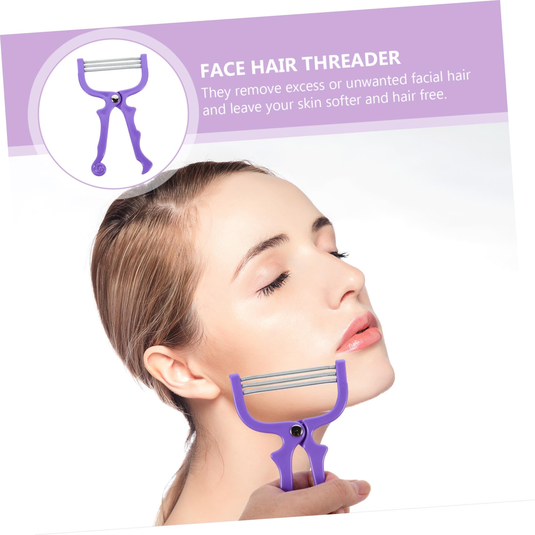 2pcs Manual Facial Hair Remover & Epilator - Portable Hair Trimmer for Women, Eyebrow Shaper & Face Hair Threading Tool (Iron Purple) - Perfect for Travel, Home Use & Personal Grooming