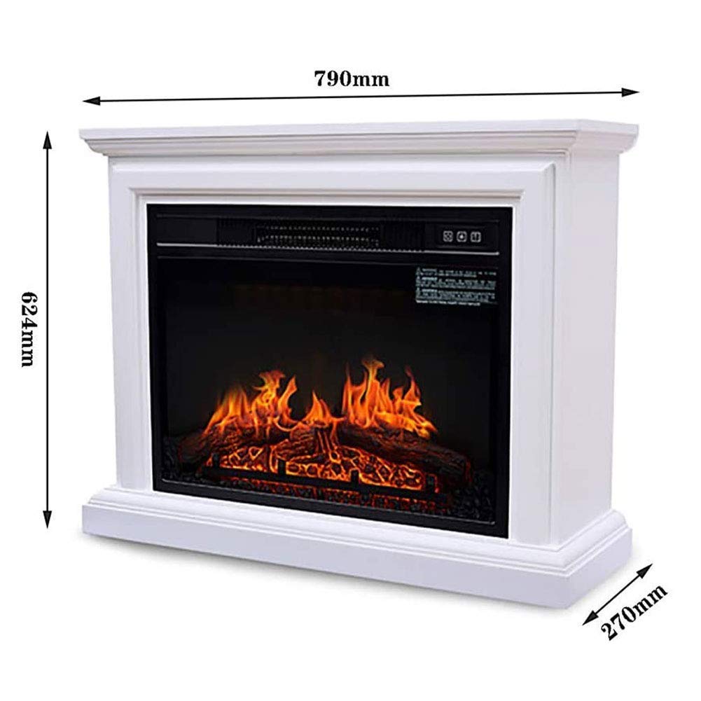 Haeter Silent Electric Fireplace Stove - 1400W Freestanding Heater with Realistic 3D Flame Effect & Large Viewing Window - White Electric Fireplace for Living Room, Bedroom & Office - Energy Efficient Space Heater for Winter Warmth