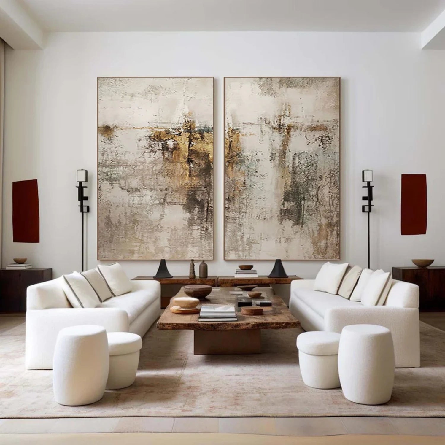 Abstract Tranquility Wall Art Set of 2 - Modern Minimalist Canvas Paintings for Living Room, Bedroom & Office Decor - #WS266