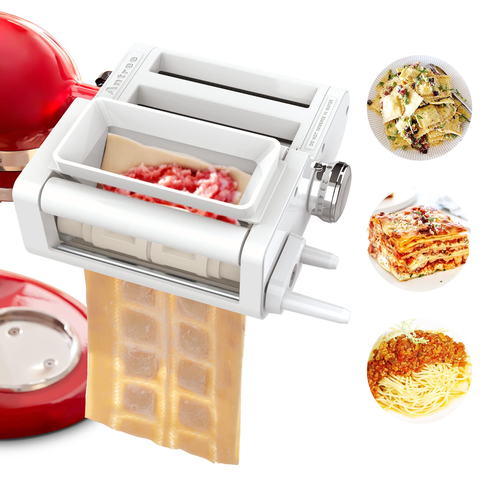 ANTREE 3-in-1 Pasta Maker Attachment for KitchenAid Stand Mixers - Includes Pasta Sheet Roller, Spaghetti Cutter & Ravioli Maker - Perfect for Homemade Pasta, Italian Dishes & Family Cooking