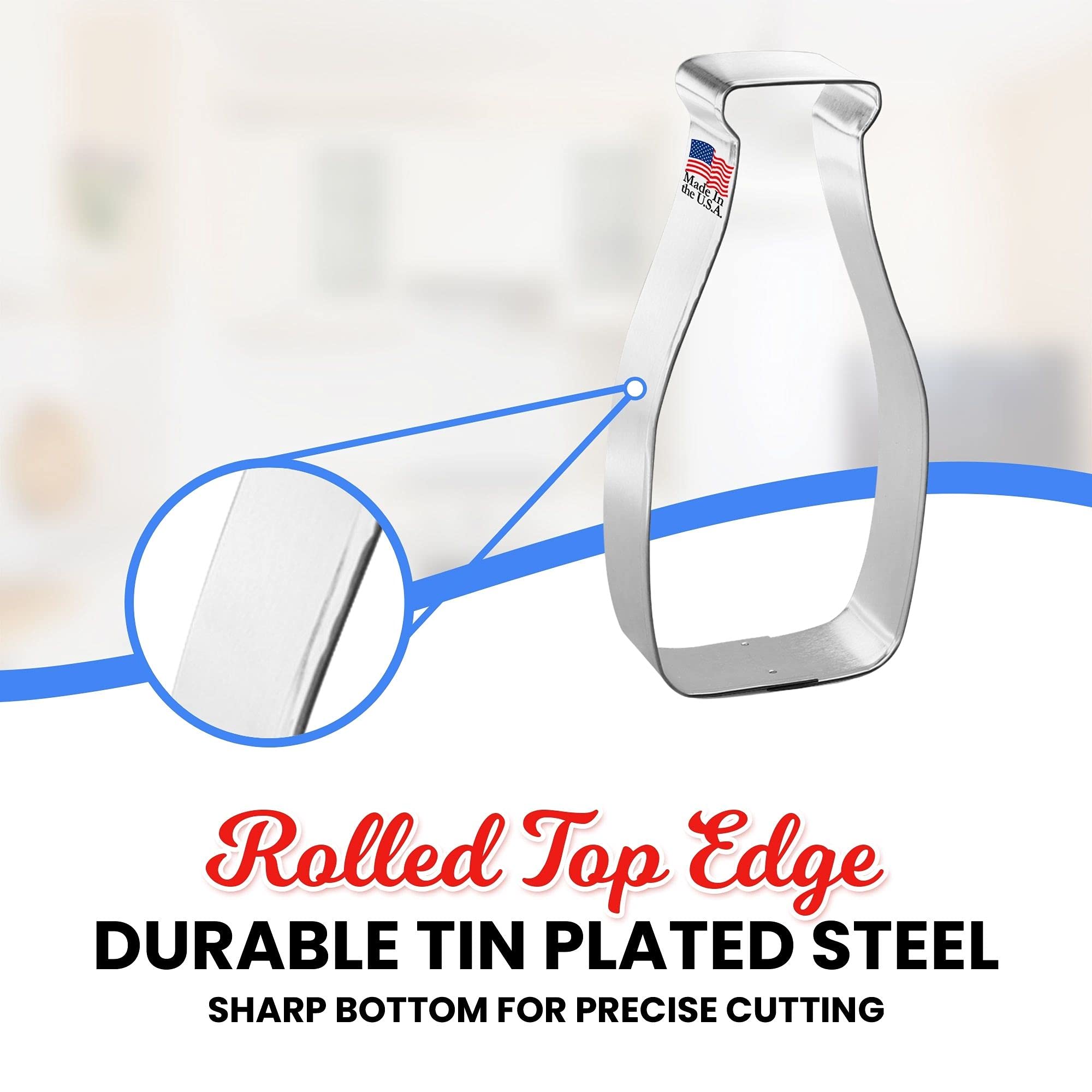 Premium 4.5 Inch Milk Bottle Cookie Cutter - Stainless Steel Baking Tool for Cookies, Pastries & Fondant - USA Made - Perfect for Christmas, Birthday Parties & DIY Baking Gifts