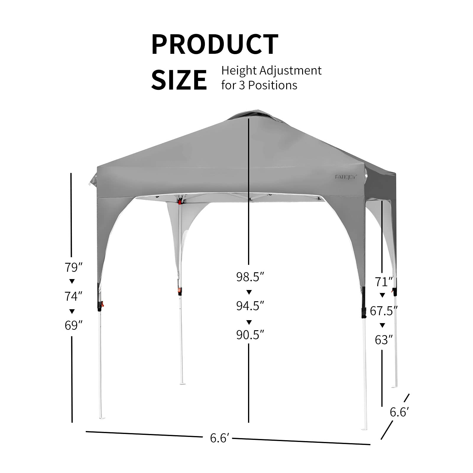 Tangkula 6.6x6.6 FT Instant Pop Up Canopy Tent - Adjustable Height Commercial Outdoor Canopy with Carry Bag & 4 Weight Bags - Portable Sun Shelter for Camping, Beach, Backyard Parties, Picnics and Outdoor Events (Grey)