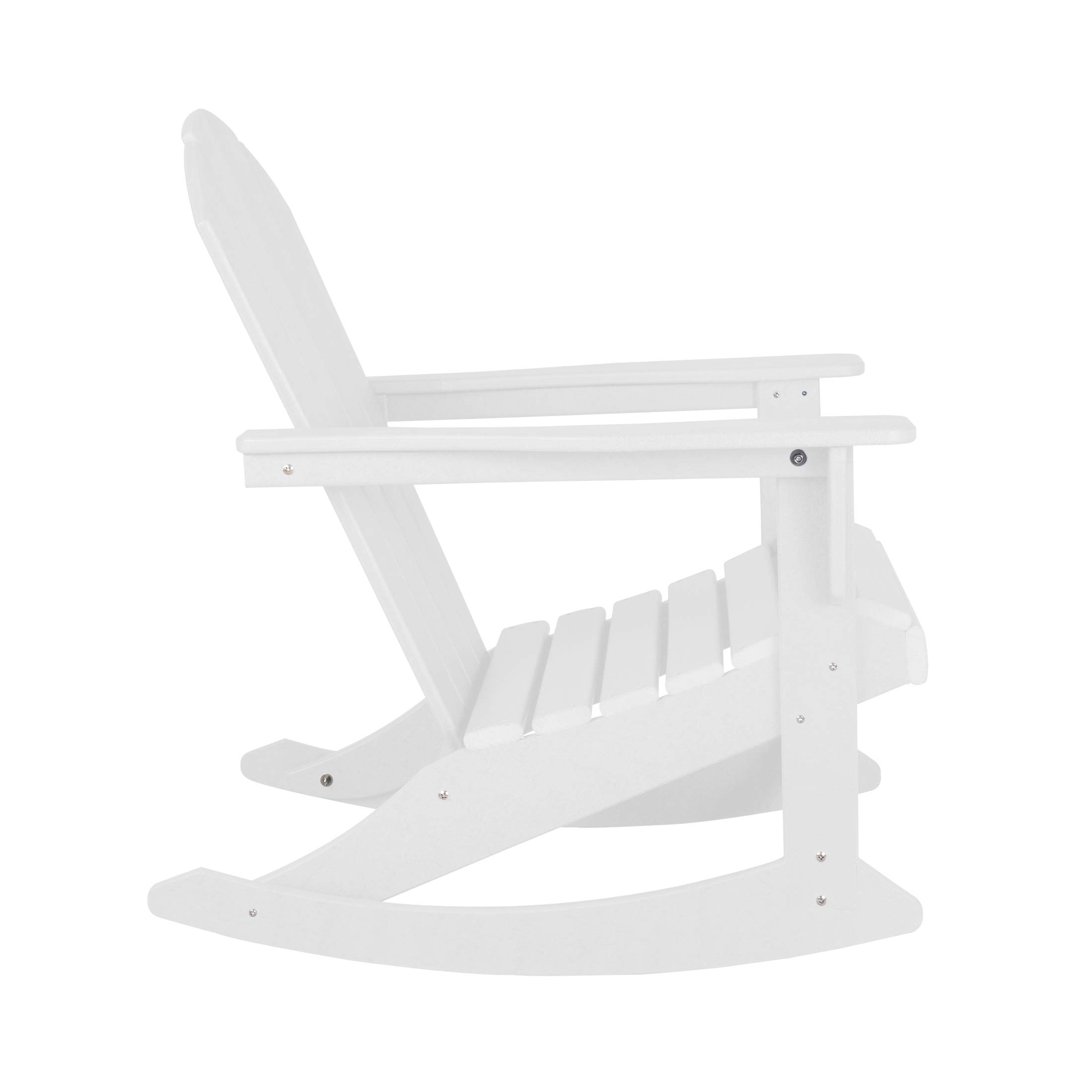 WO Home Furniture 4-Piece Patio Rocking Chair Set - Classic Outdoor HDPE Rocking Chairs with UV & Weather Resistance (White) - Perfect for Garden, Porch, Poolside & Backyard Relaxation