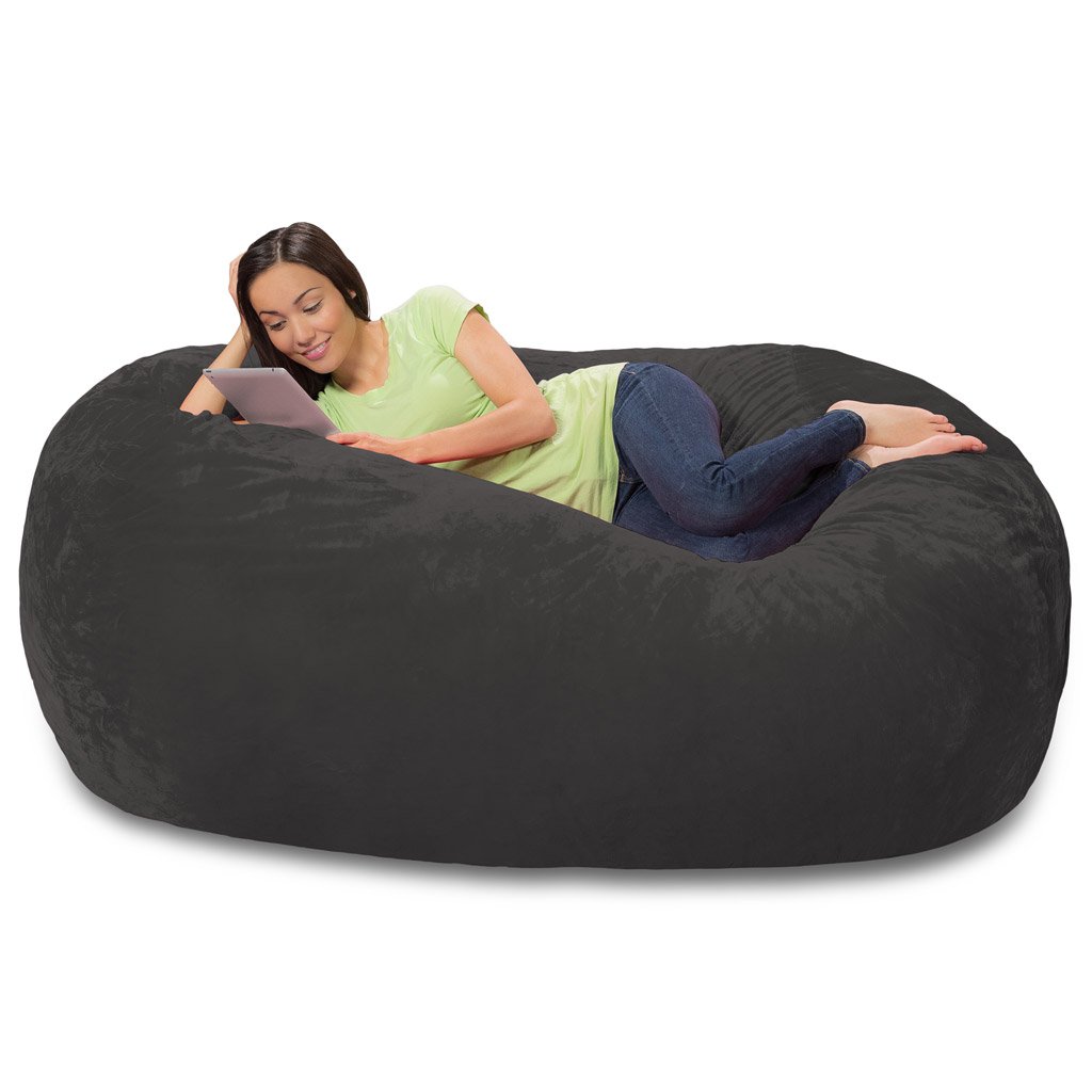 Premium Memory Foam Bean Bag Chair - Ultra Soft Faux Fur Cover, Charcoal Gray - Perfect for Gaming, Lounging & Dorm Room Decor
