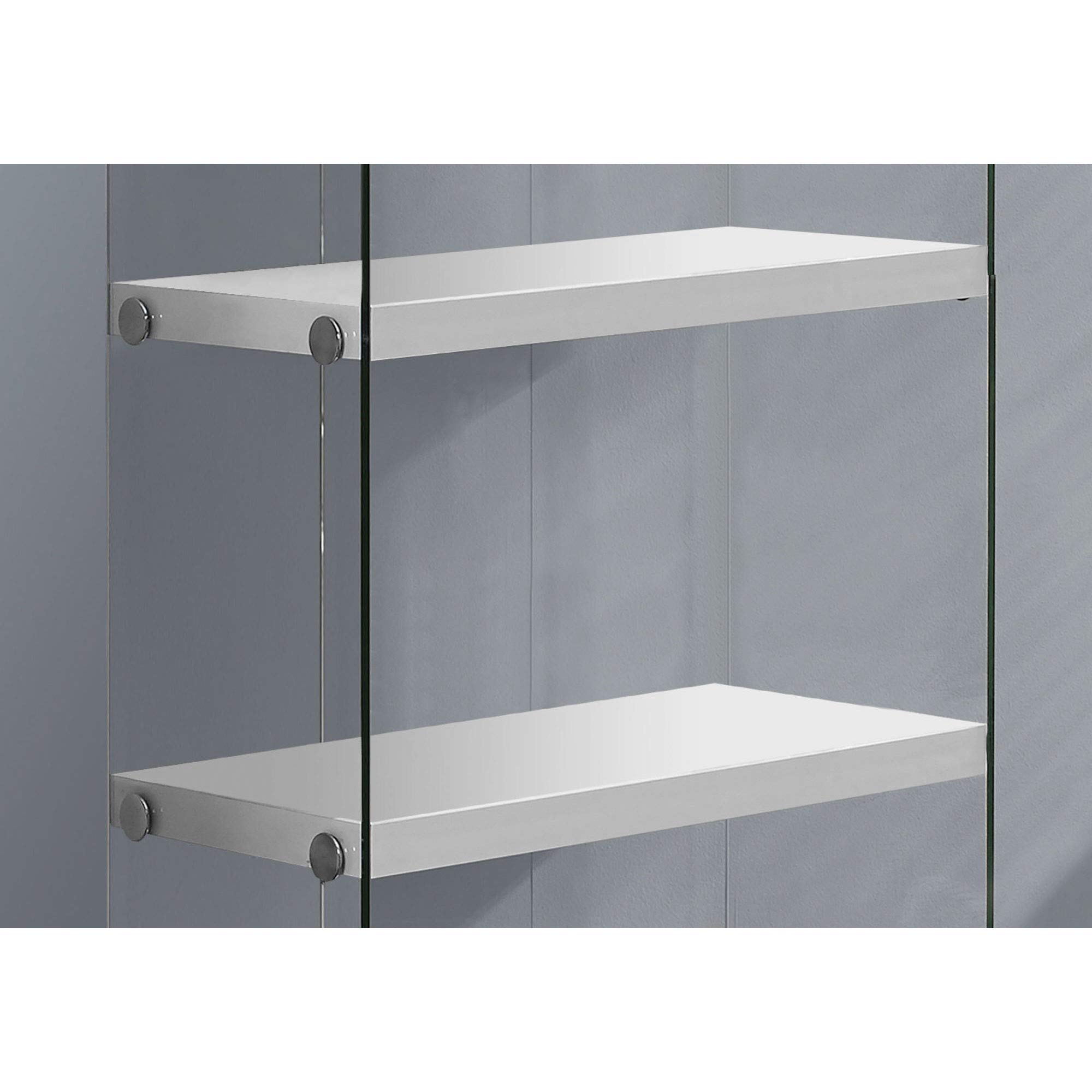 Monarch Specialties 5-Shelf Bookcase - Modern Etagere Bookshelf with Tempered Glass Frame, 60 Inches Tall in White - Perfect for Living Room, Office & Library Storage