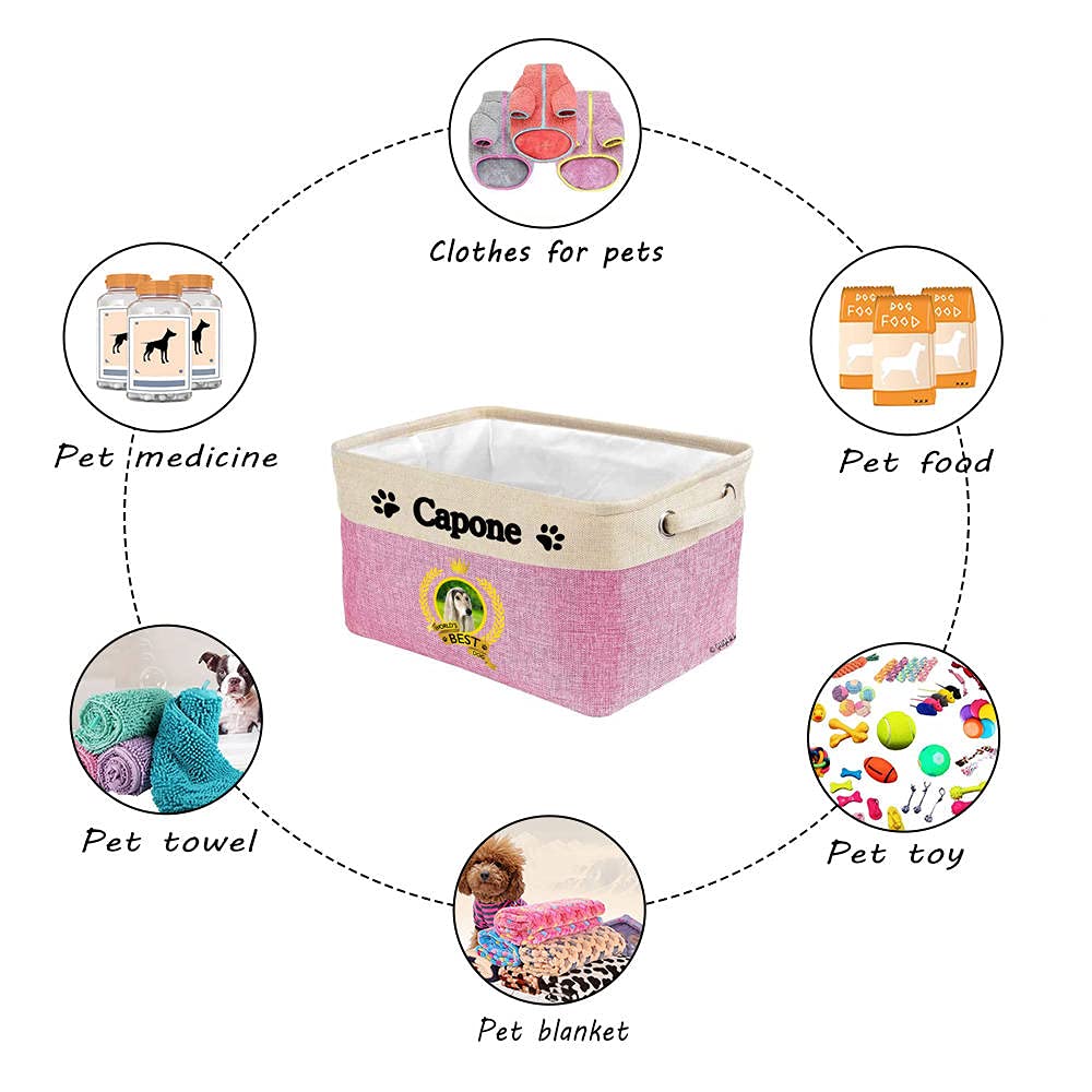 Custom Collapsible Dog Toy Storage Basket with Handles - Foldable Pet Toy Organizer Bin for Golden Labradoodle Dogs & Cats - Perfect for Bedroom, Closet & Home Organization (Brown) - Great for Pet Toy Storage, Travel & Small Space Organization