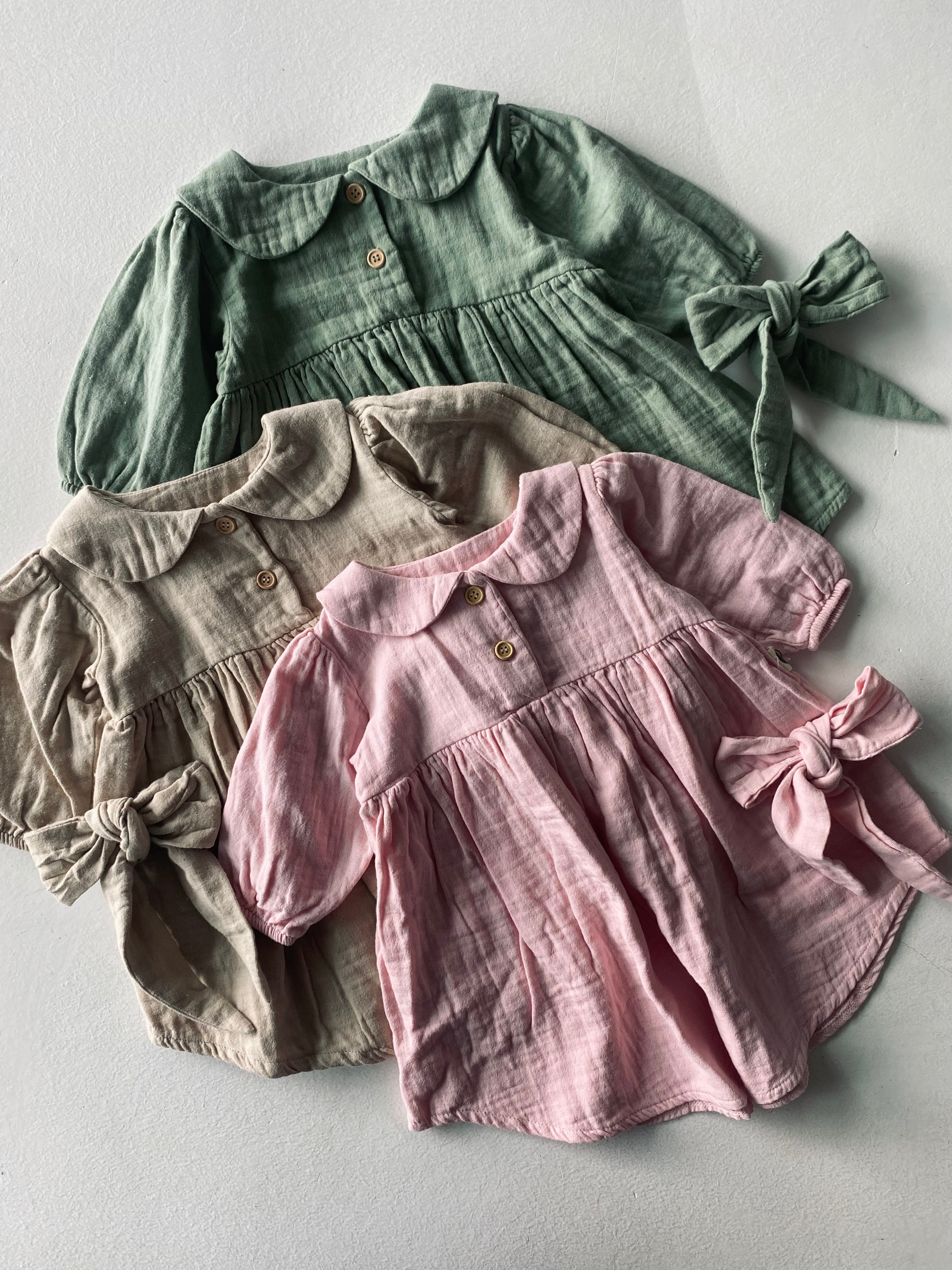 Muslin Baby Dress with Bow - Soft & Breathable Cotton for Newborns & Infants - Perfect for Photoshoots, Parties & Everyday Wear