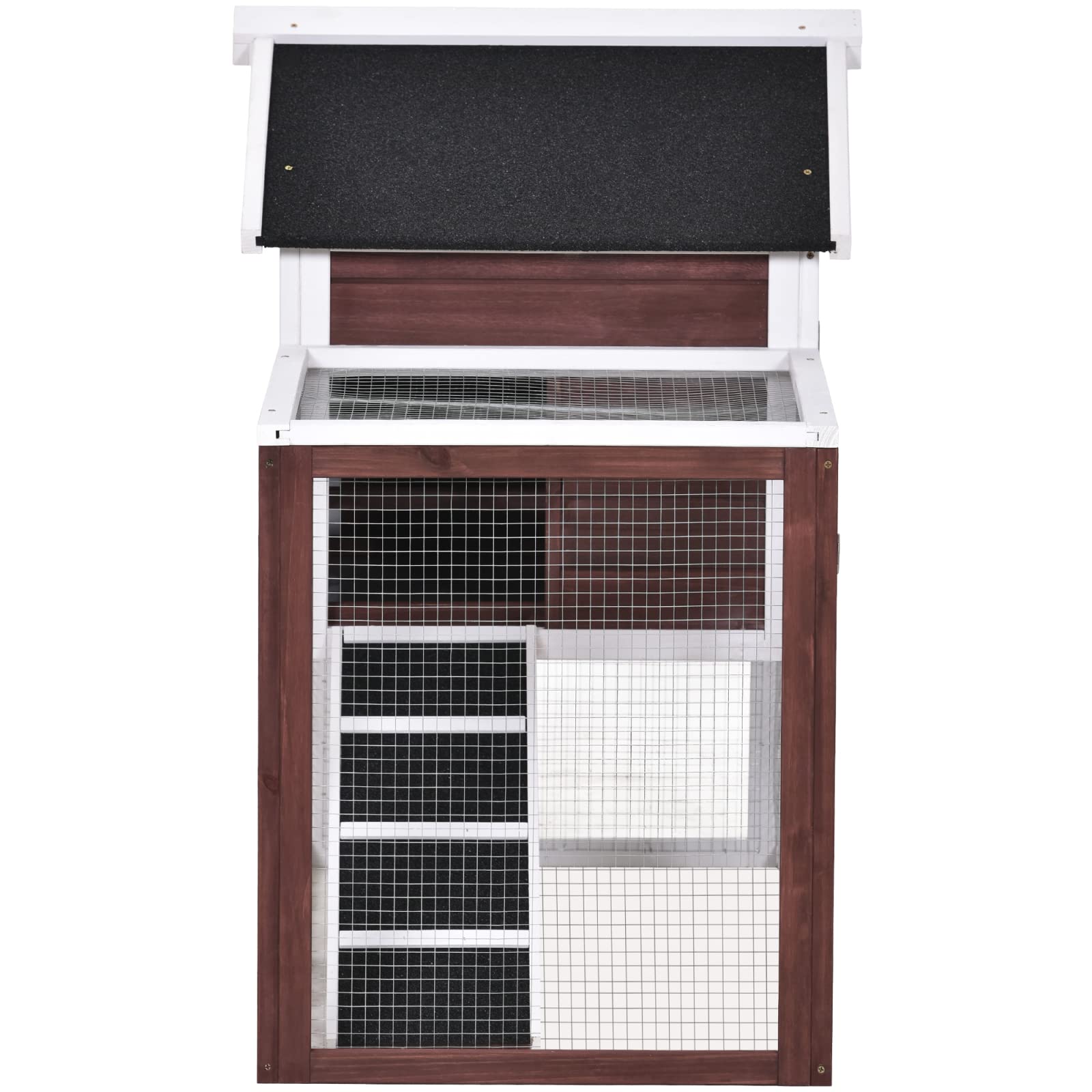 Premium Natural Wood Rabbit Hutch for Small Pets - Cozy Auburn & White Wooden House for Rabbits, Guinea Pigs & Hamsters - Indoor/Outdoor Pet Cage for Backyard, Garden or Playroom Use