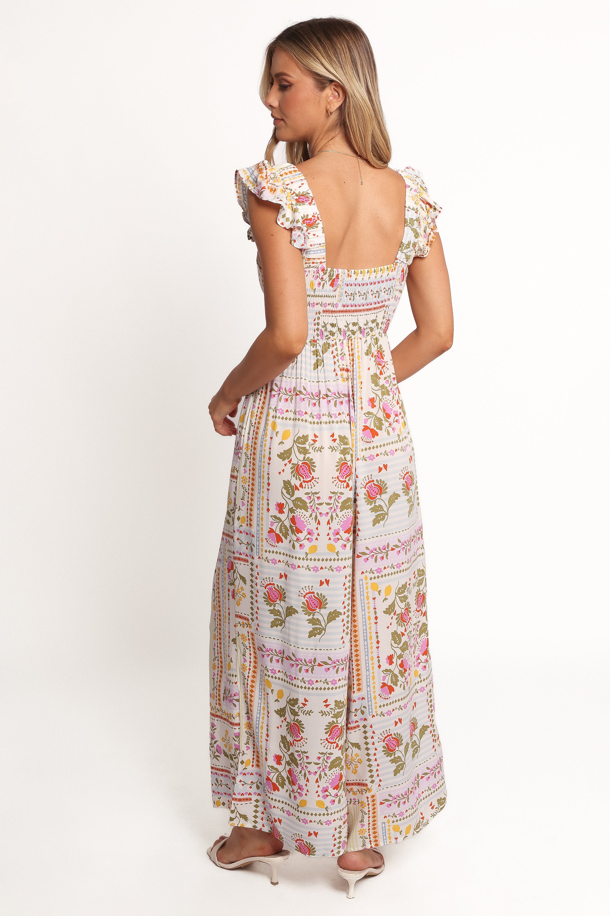 Floral Tile Print Cypress Jumpsuit for Women - Stylish One-Piece Romper with V-Neck & Elastic Waist | Perfect for Summer Outfits, Beach Vacations & Casual Wear