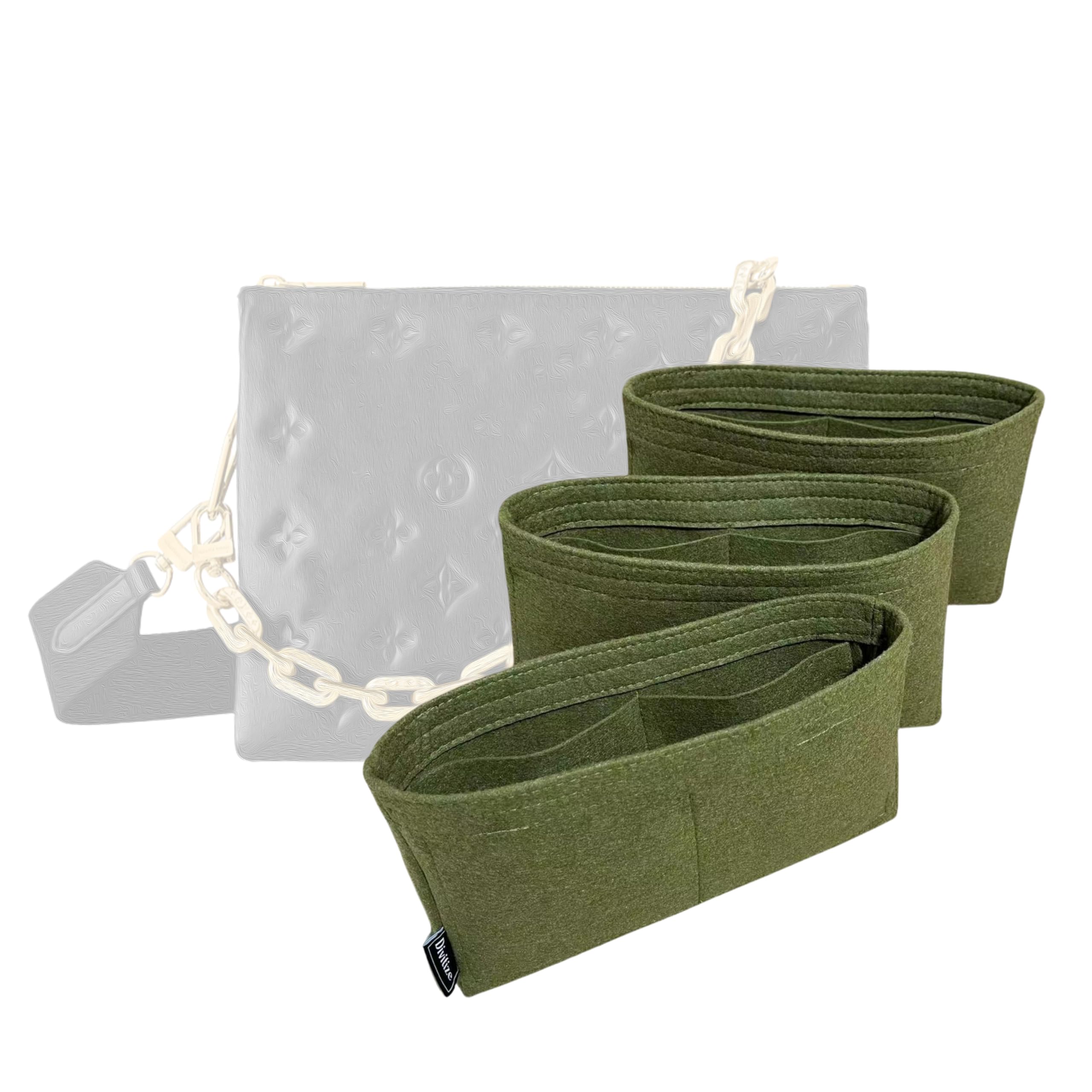 Premium Purse Organizer Insert for Louis Vuitton Coussin PM/MM/BB Bags - Handmade 2mm Thick Sturdy Felt with Gold Zipper (Beige) | Perfect for Travel, Work & Everyday Use to Keep Your Luxury Bag Organized